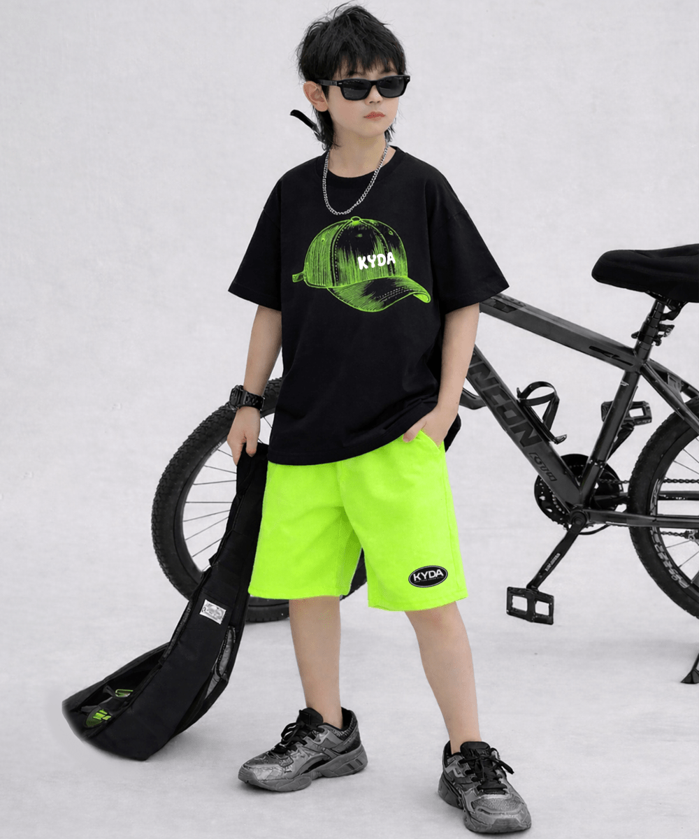 Boys Printed Co-ord Set – Neon Green - KYDA ONLINE STORE