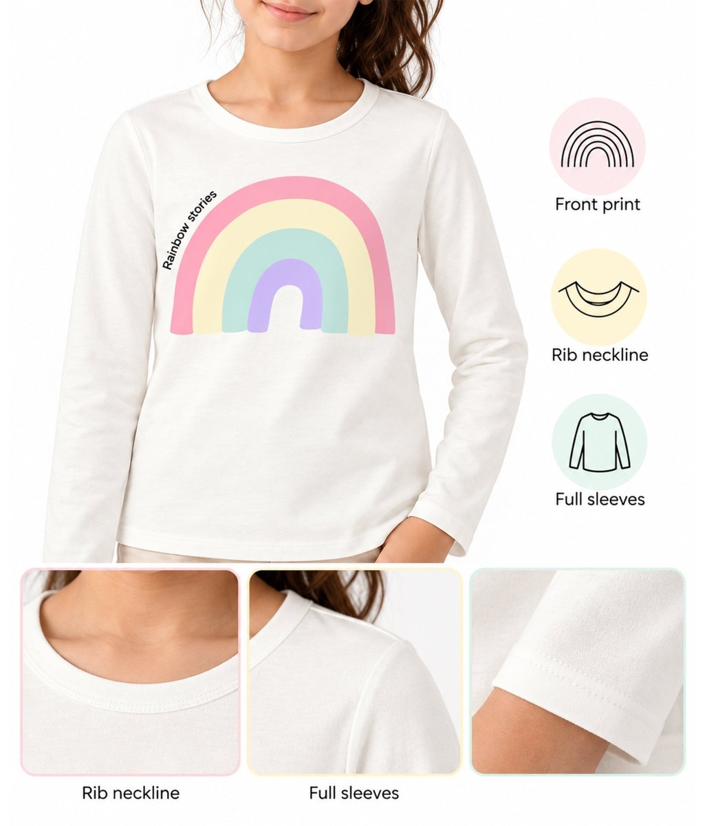 Girls Premium Cotton Full Sleeve Printed T-Shirt | P1 - KYDA ONLINE STORE