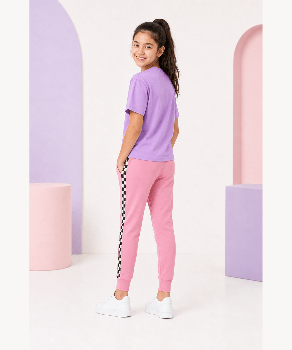 Girls Printed T-Shirt & Jogger Set – Lavender & Pink - KYDA ONLINE STORE
