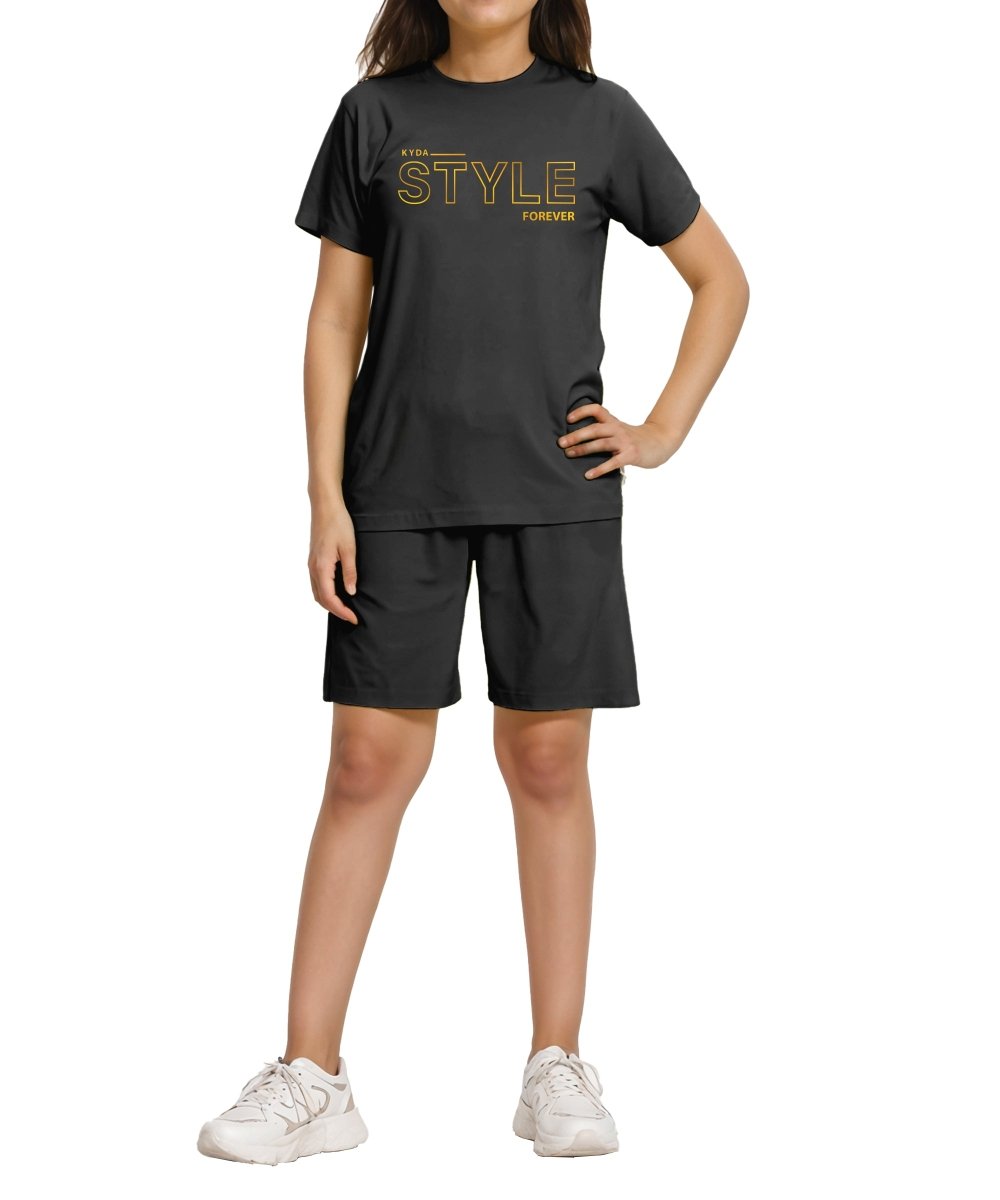 Girls Printed Co-ord Set | Black - KYDA ONLINE STORE