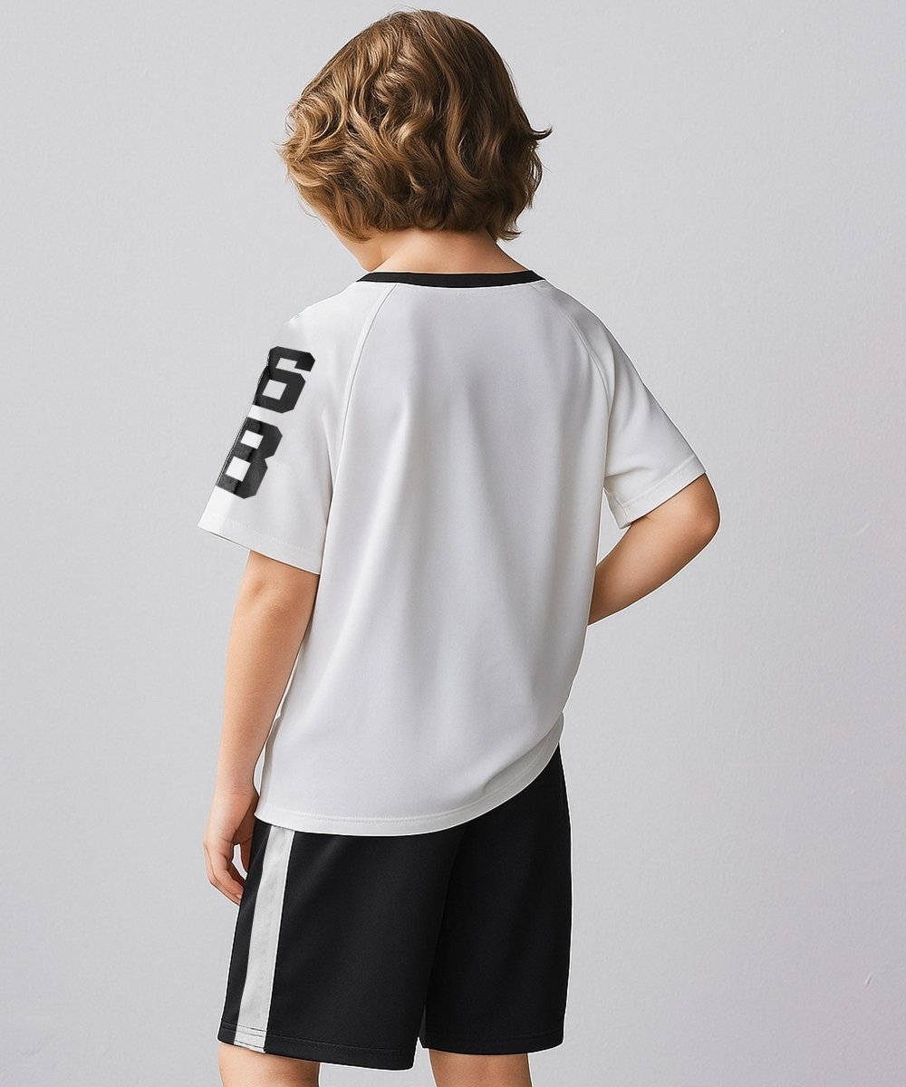 Boys Oversized Printed Co-ord Set | White & Black - KYDA ONLINE STORE