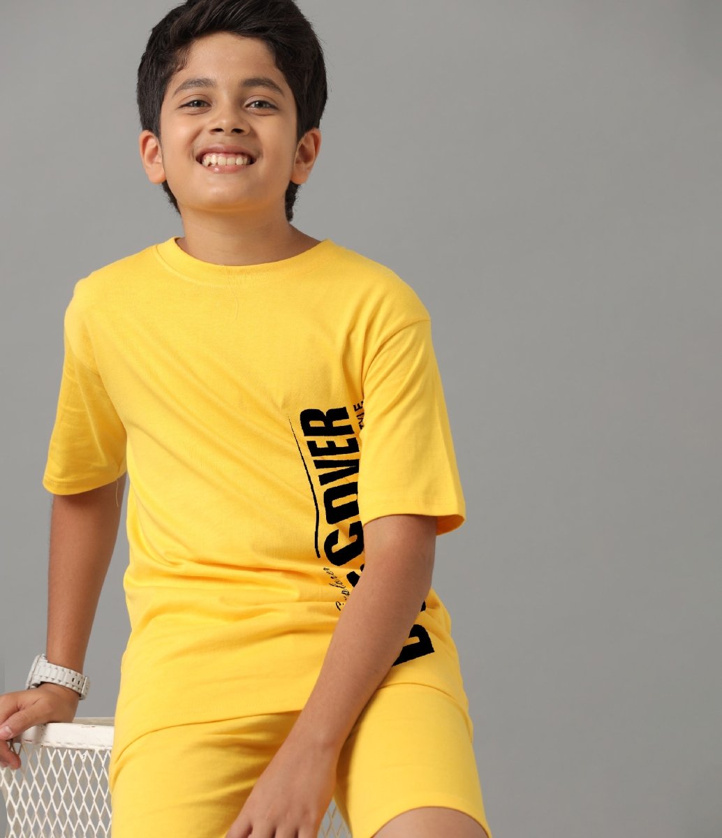 Boys Relaxed Fit Co-ords Set | Yellow - KYDA ONLINE STORE