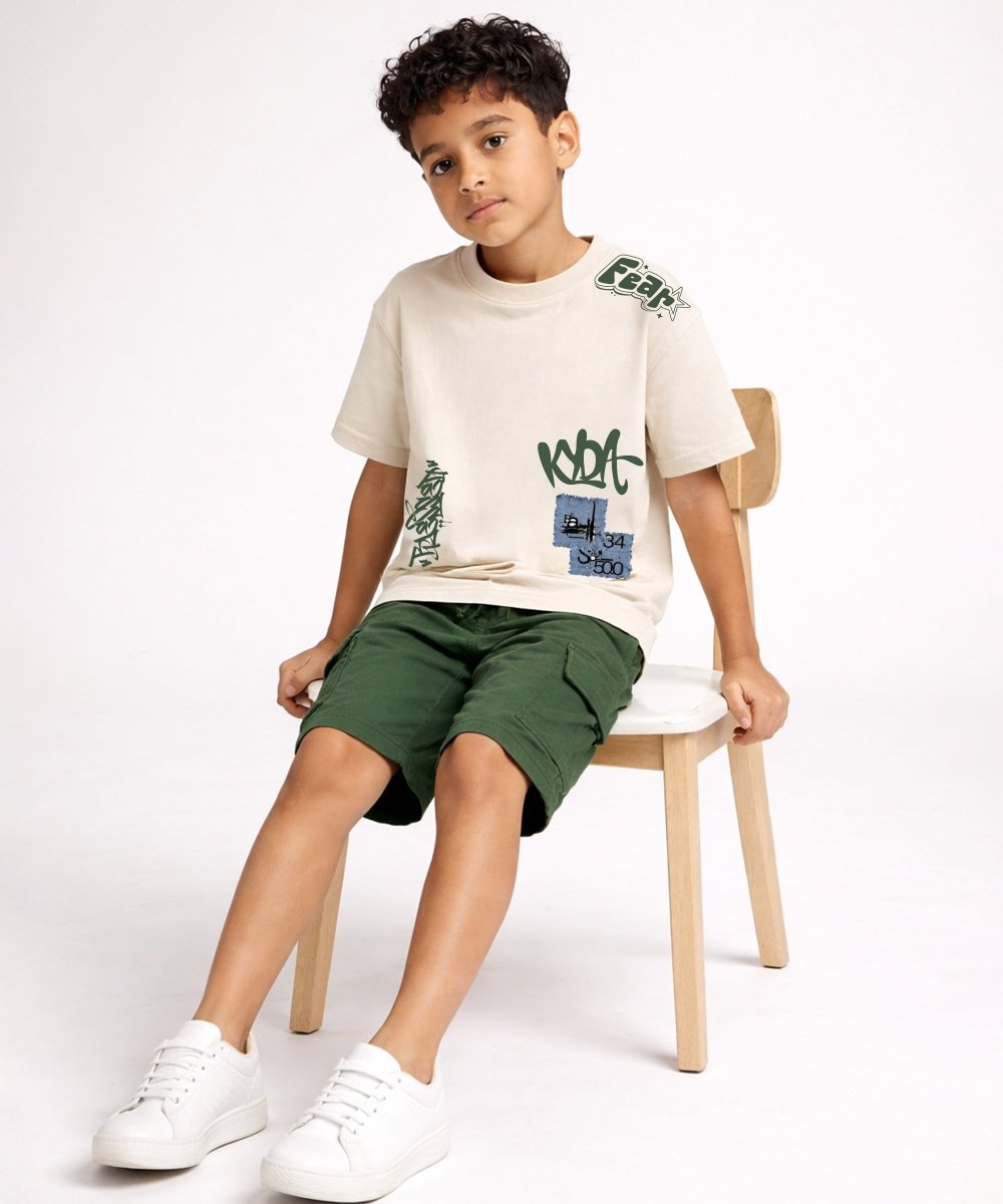 Boys Graphic Oversized Tee & Cargo Shorts Set - KYDA ONLINE STORE