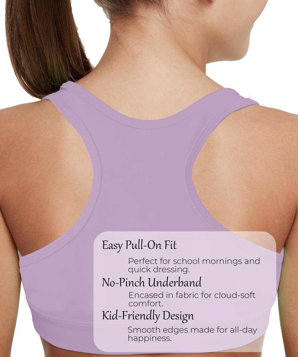 Girls Lycra Cotton Sports Bra for Pre-Teens | Racerback | Pack of 2 - KYDA ONLINE STORE