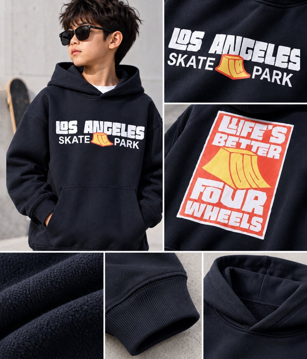 Boys Cotton Oversized Printed Hooded Sweatshirt - KYDA ONLINE STORE