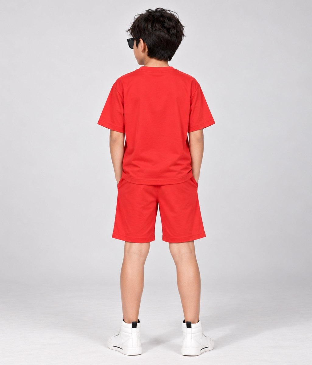 Boys Relaxed Fit Co-ords Set | Cherry Red - KYDA ONLINE STORE