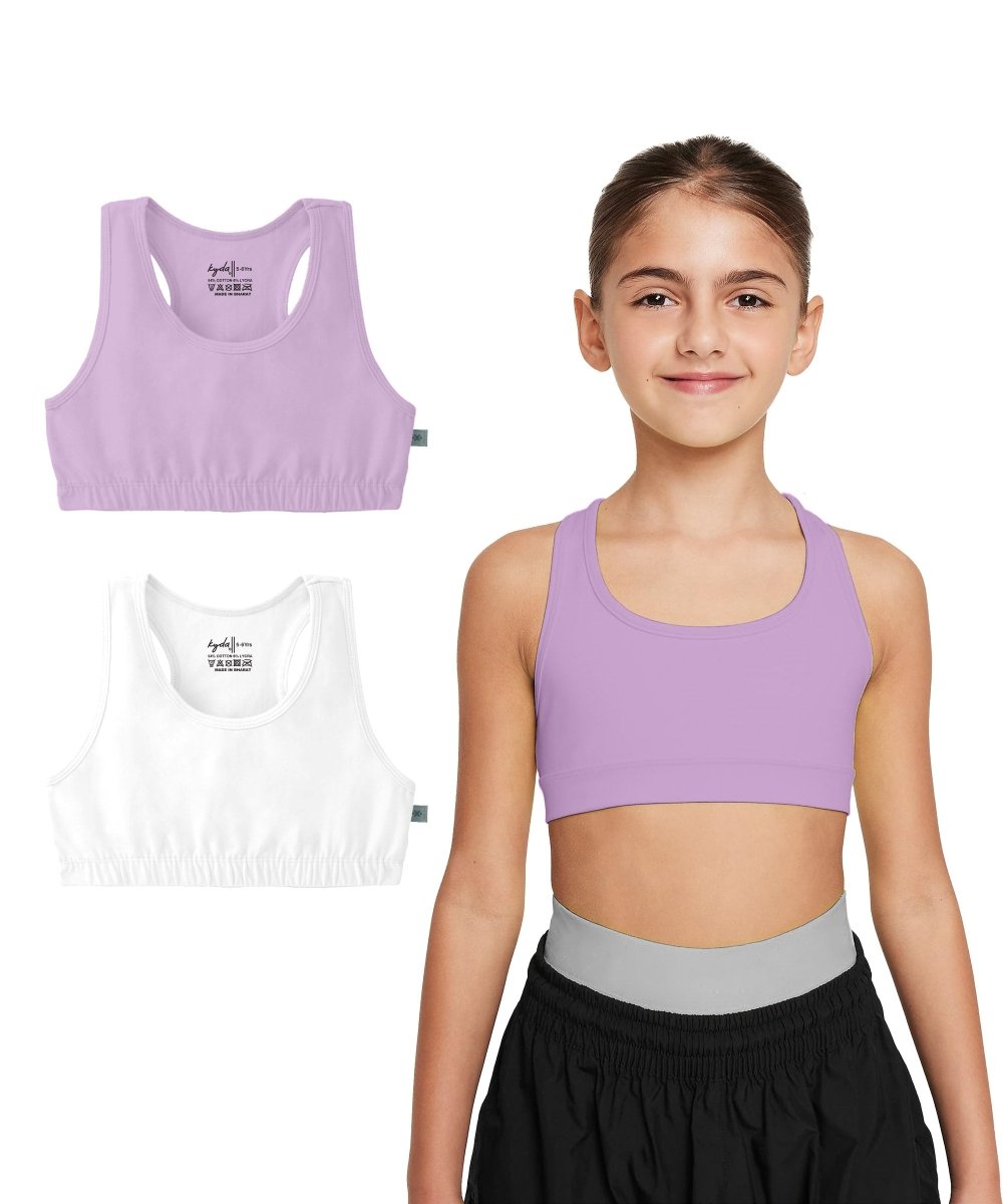 Girls Lycra Cotton Sports Bra for Pre-Teens | Racerback | Pack of 2 - KYDA ONLINE STORE