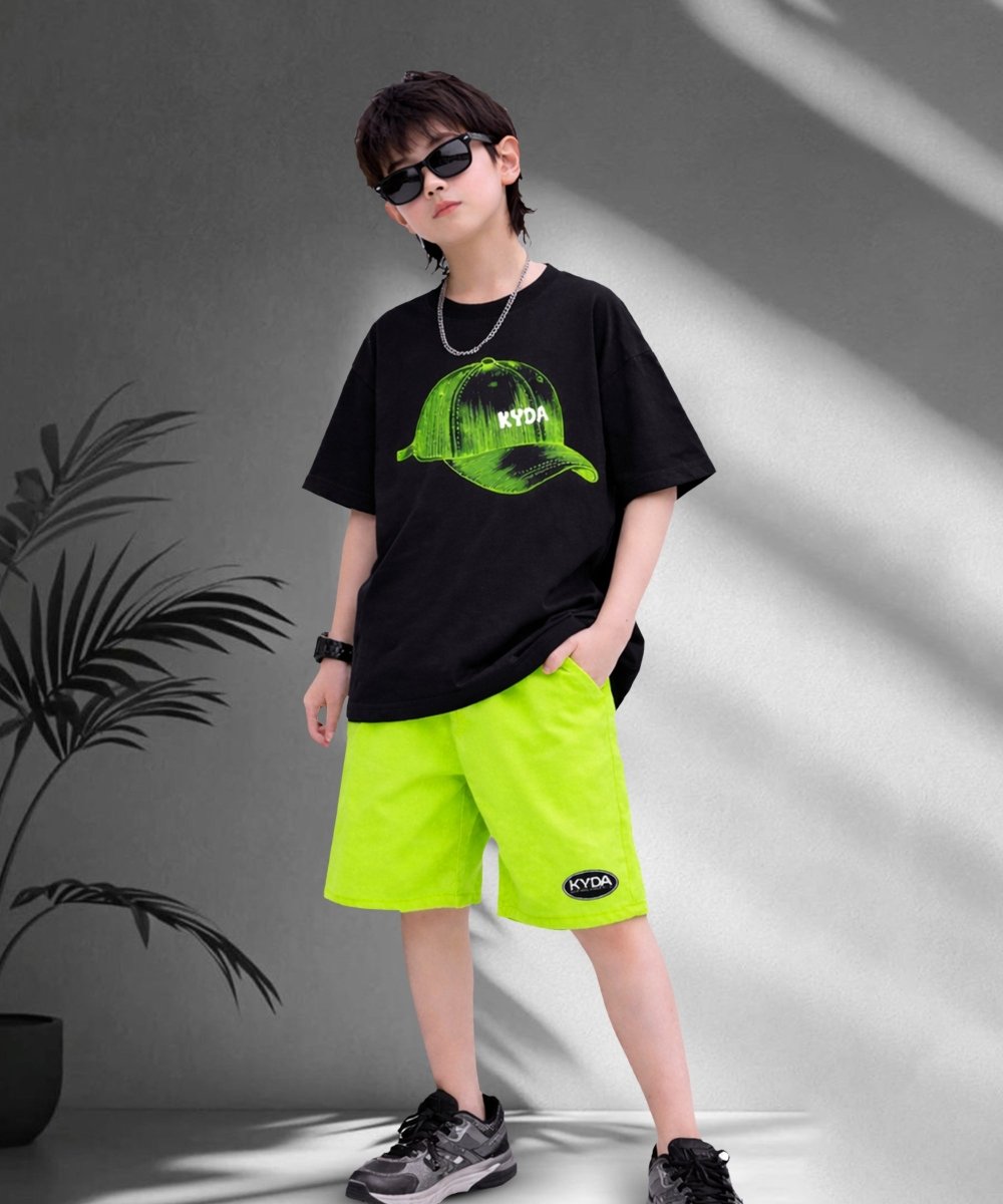 Boys Printed Co-ord Set – Neon Green - KYDA ONLINE STORE
