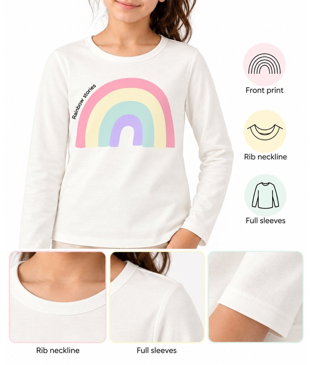 Girls Premium Cotton Full Sleeve Printed T-Shirt | P2 - KYDA ONLINE STORE