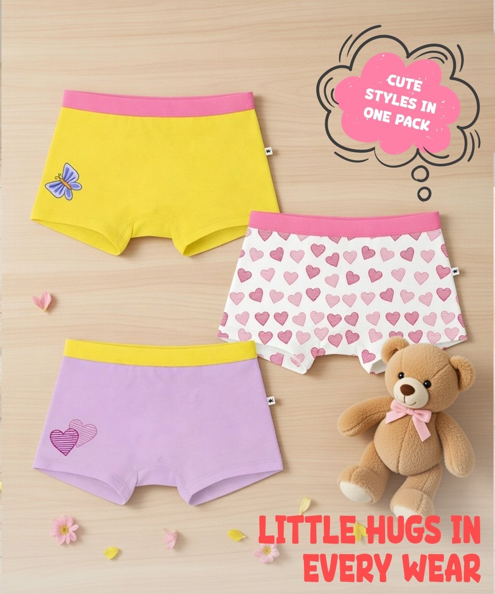 Girls Soft Lycra Cotton Trunks | Pack of 3 - KYDA ONLINE STORE
