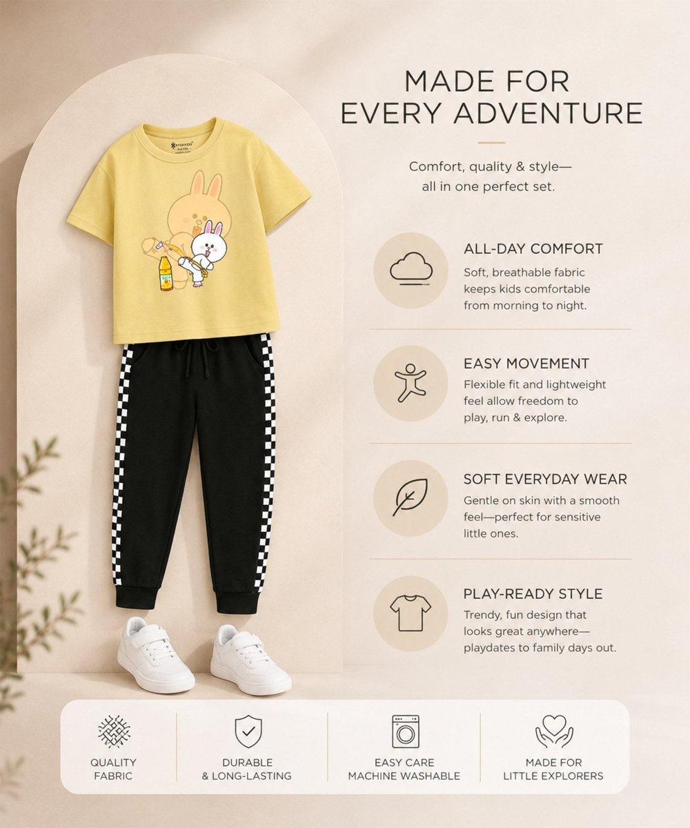 Sunny Bunny Check-Stripe Co-ord Set - KYDA ONLINE STORE