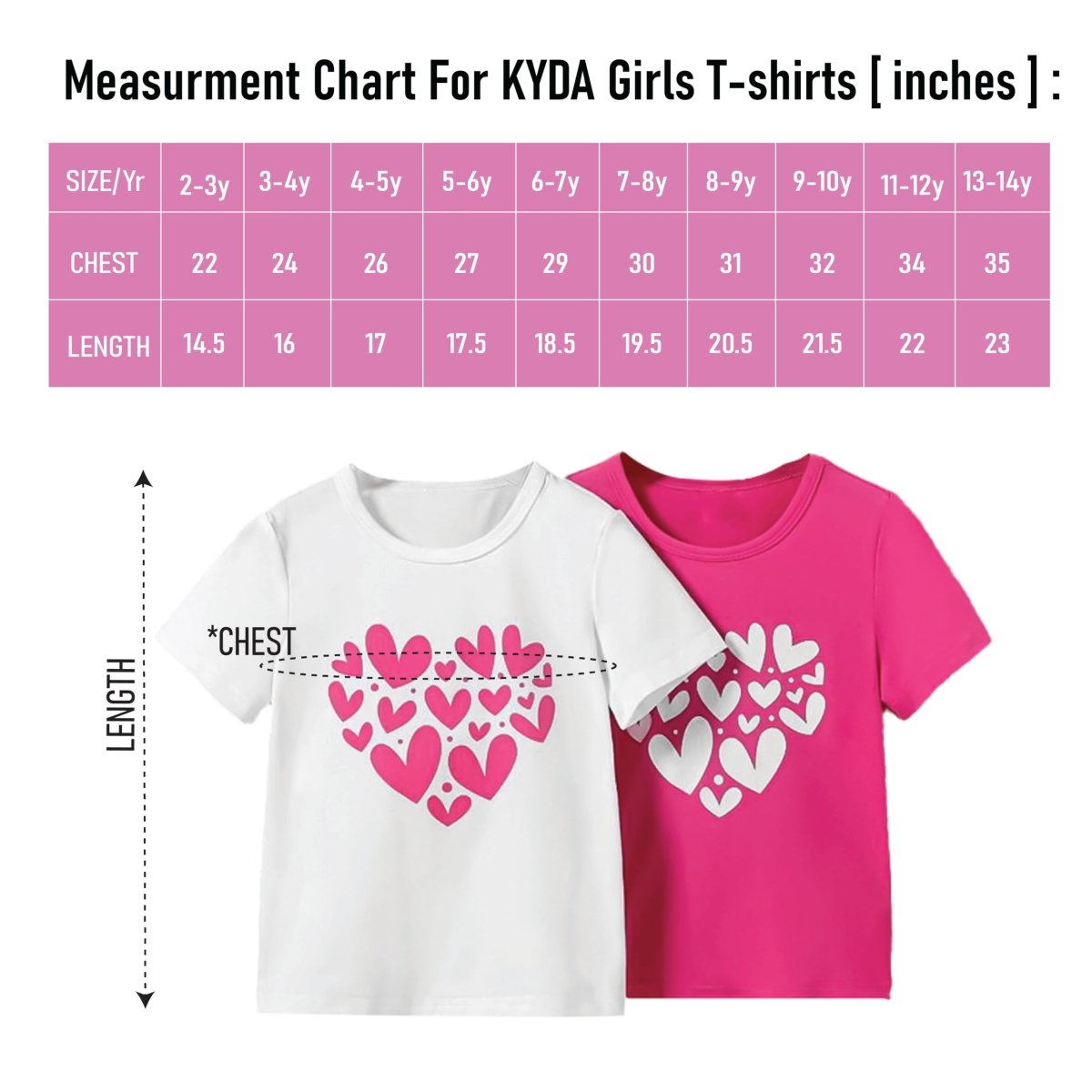Girls Heart Print Tee – White & Pink - KYDA ONLINE STORE