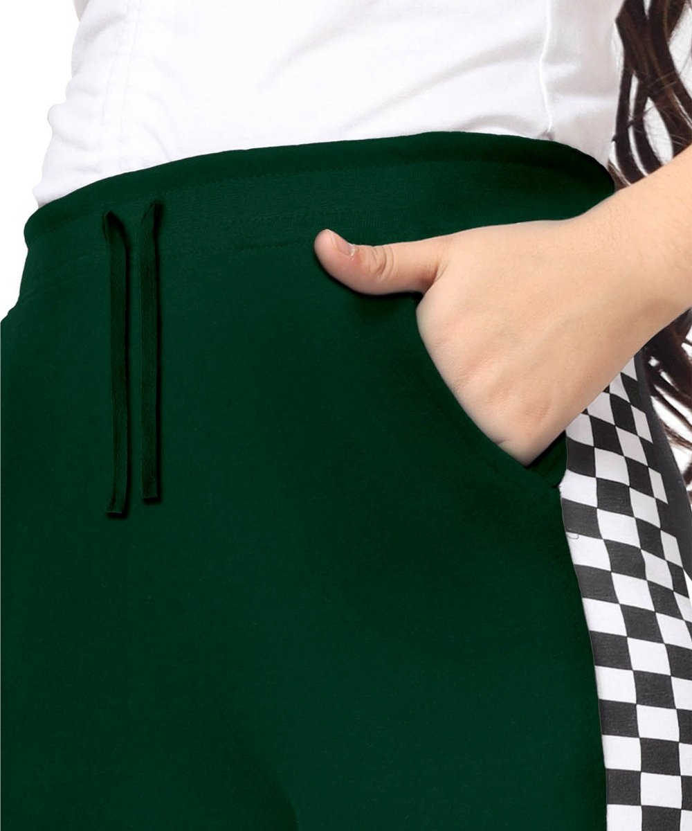 Girls Checkered Side-Stripe Track Pants - Dark Green - KYDA ONLINE STORE