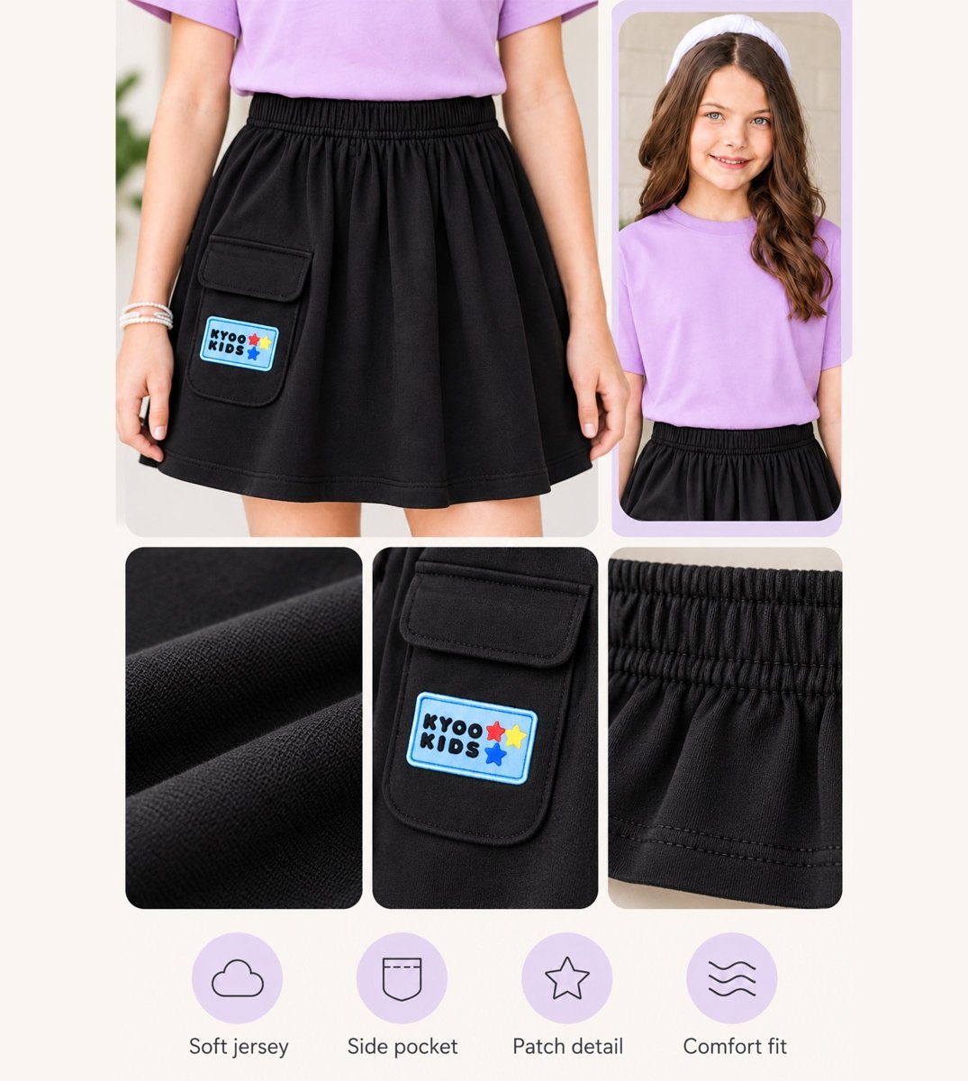 Girls Premium Cotton Bio Washed A Line Skirt | P1 - KYDA ONLINE STORE