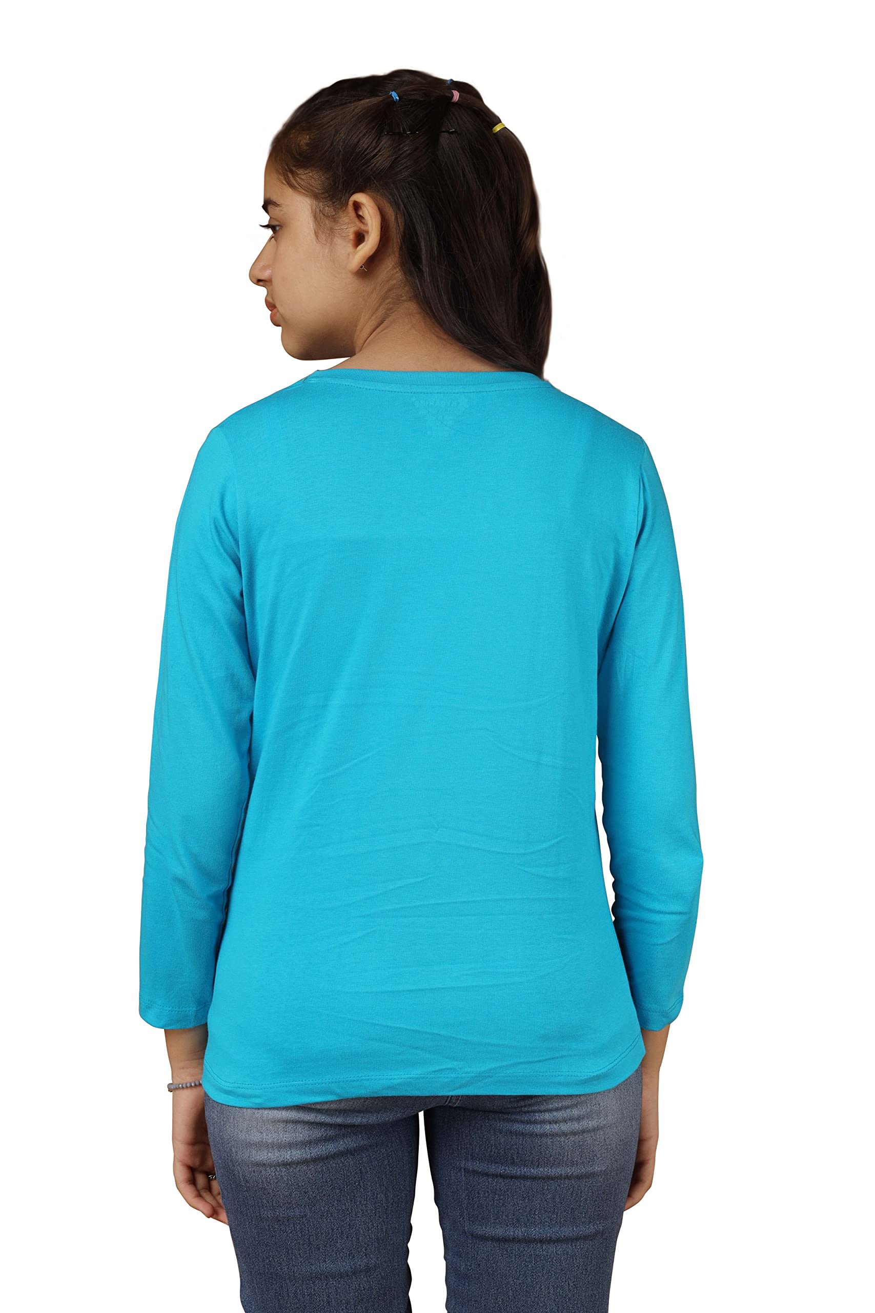 Girls Bio Washed Regular Fit Full Sleeve Cotton T-Shirt