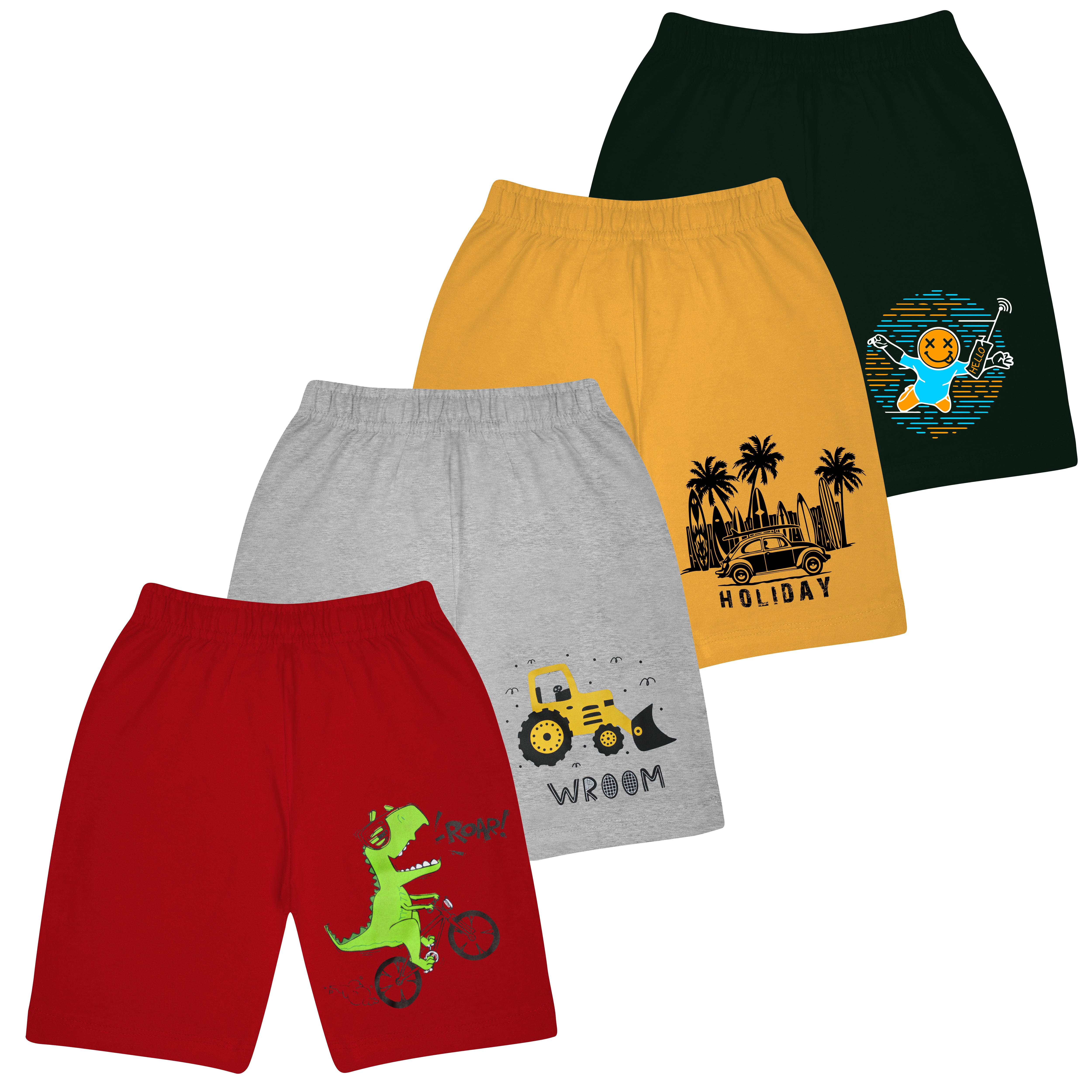 Boys Cotton Printed Shorts V3 (Pack of 4)
