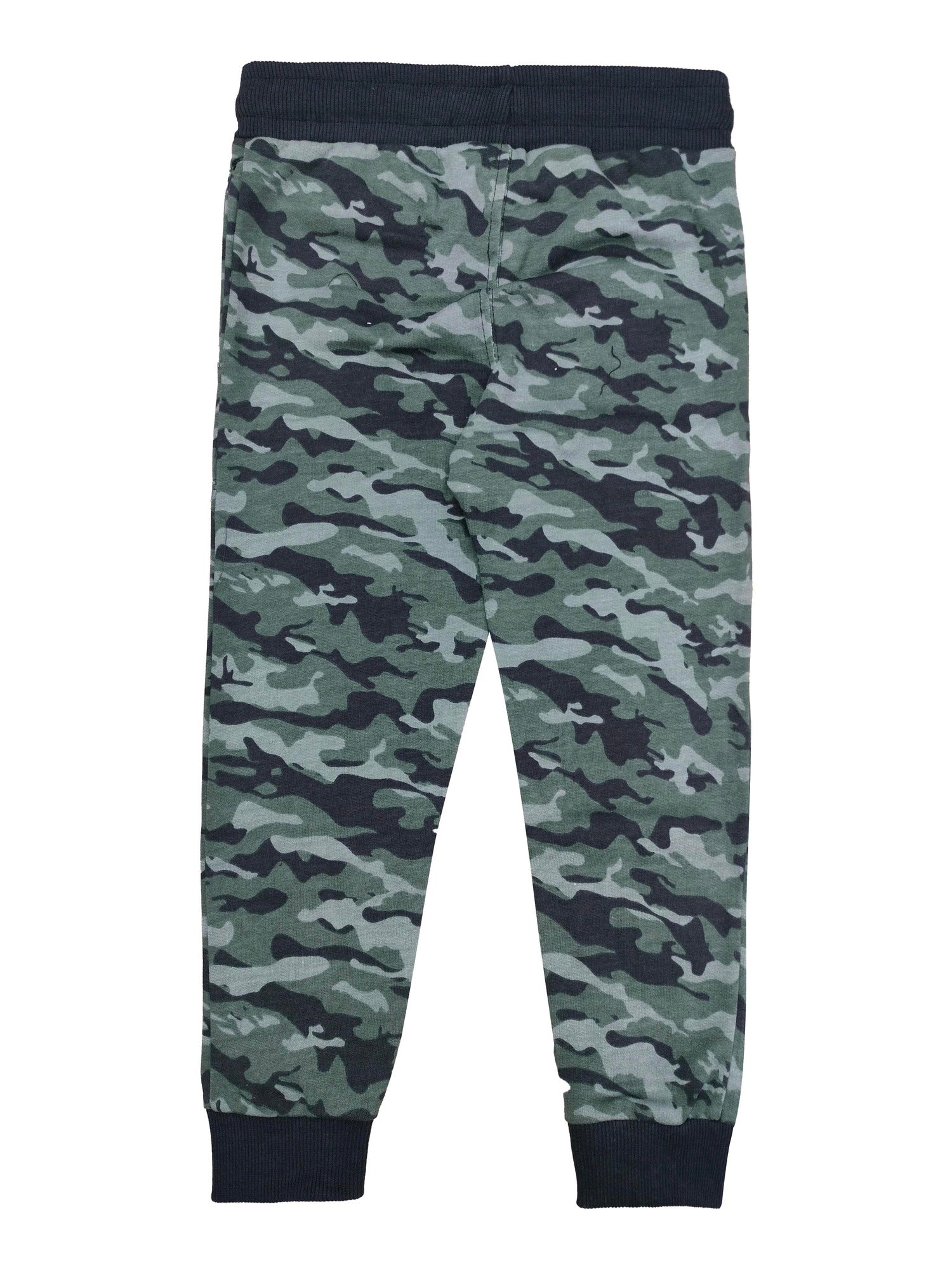 Girls Cotton Printed Camouflage Track Pants - Black