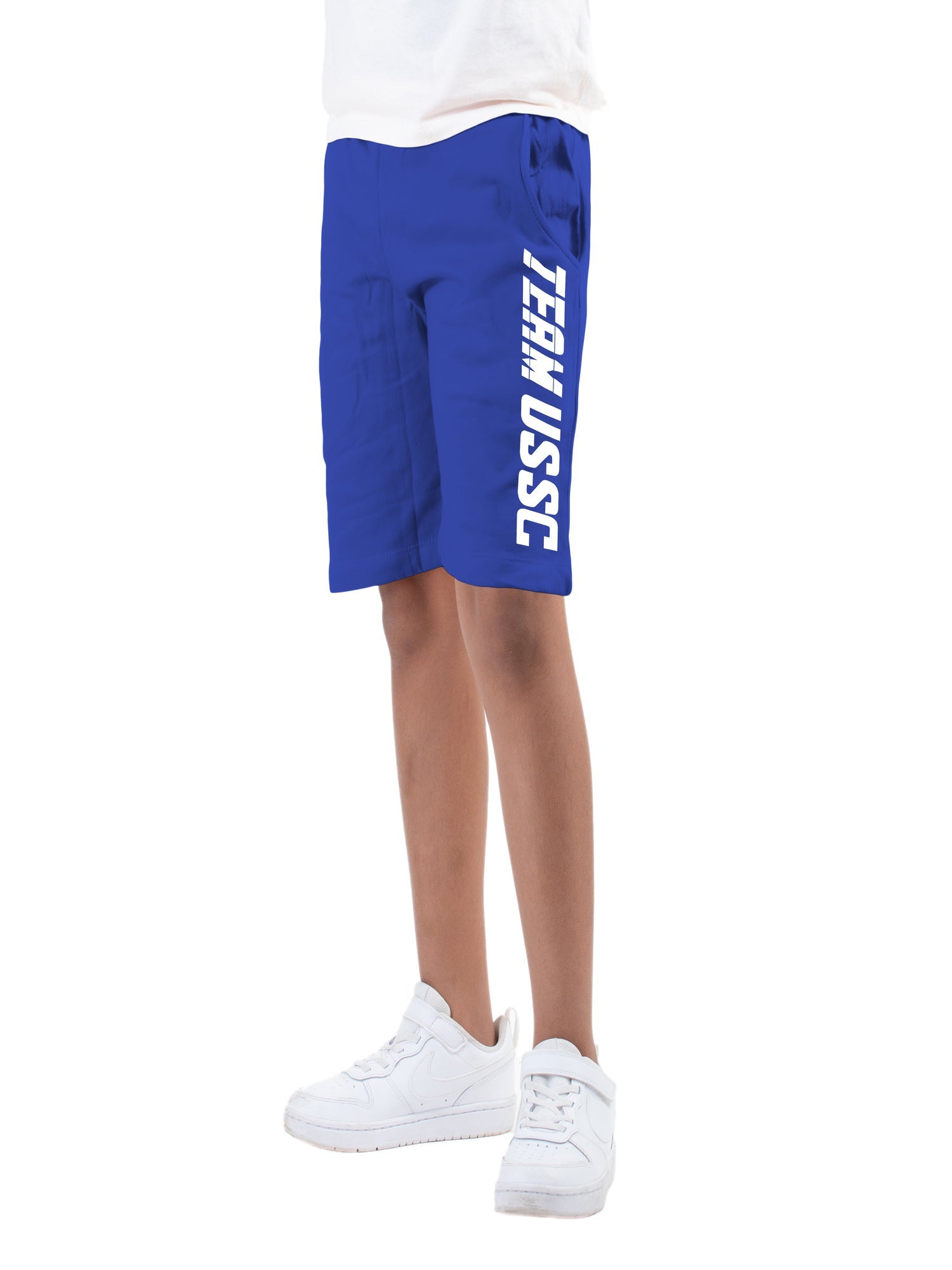 Boys Blue Cotton Printed Bermuda USSC Shorts