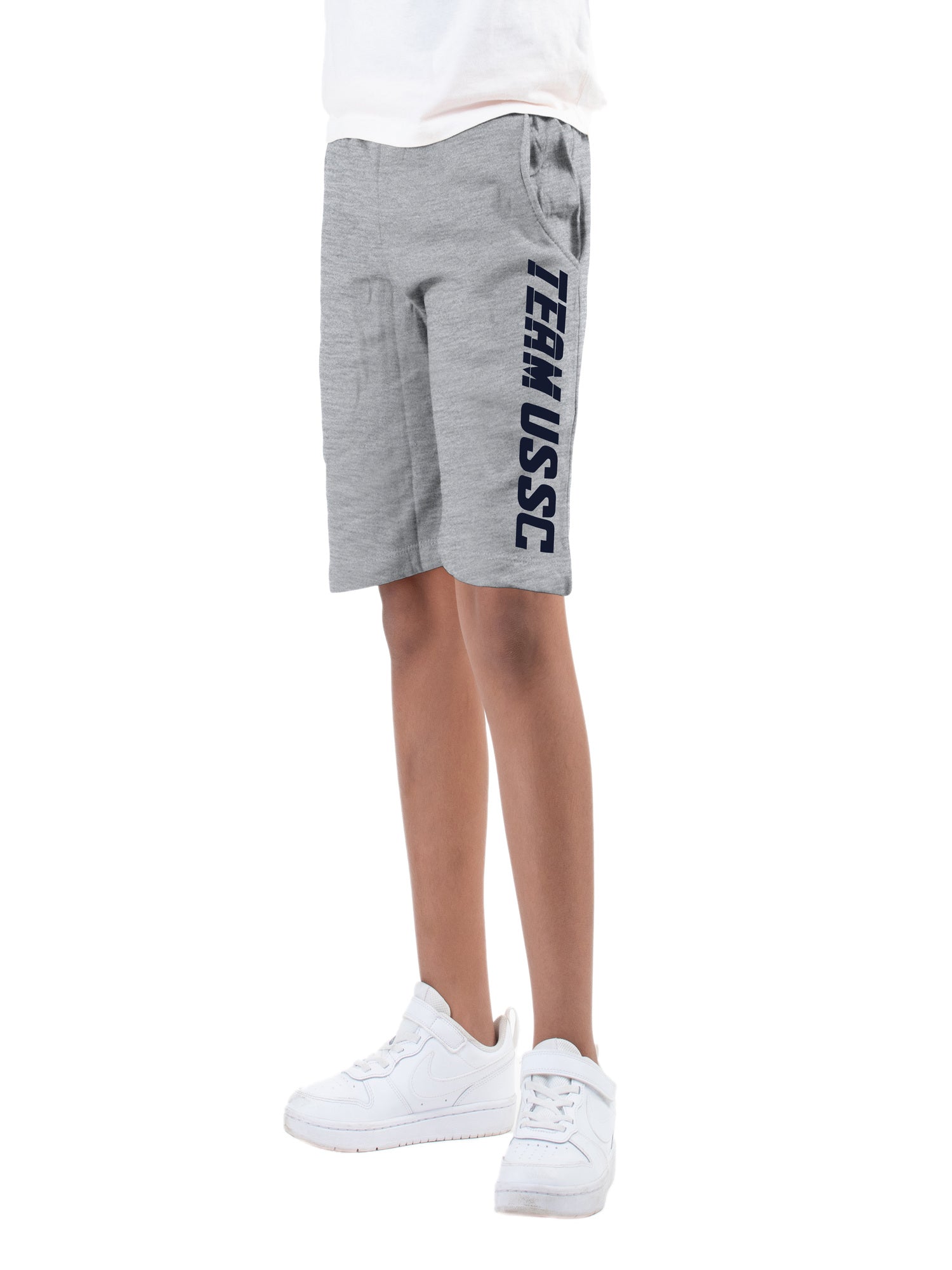 Boys Grey Cotton Printed Bermuda USSC Shorts