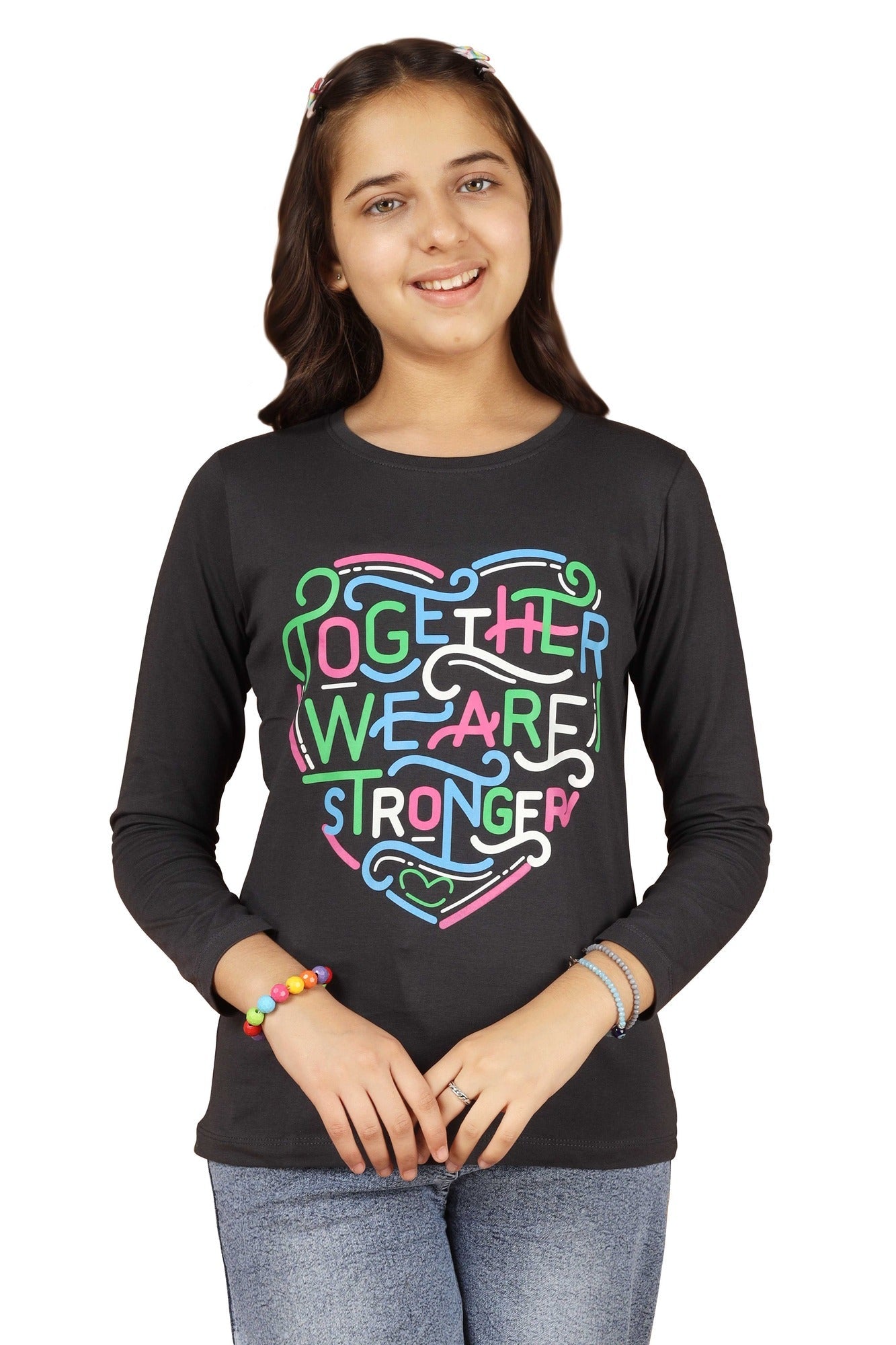 Girls Cotton Printed Full Sleeve T-Shirt - (Pack of 3)