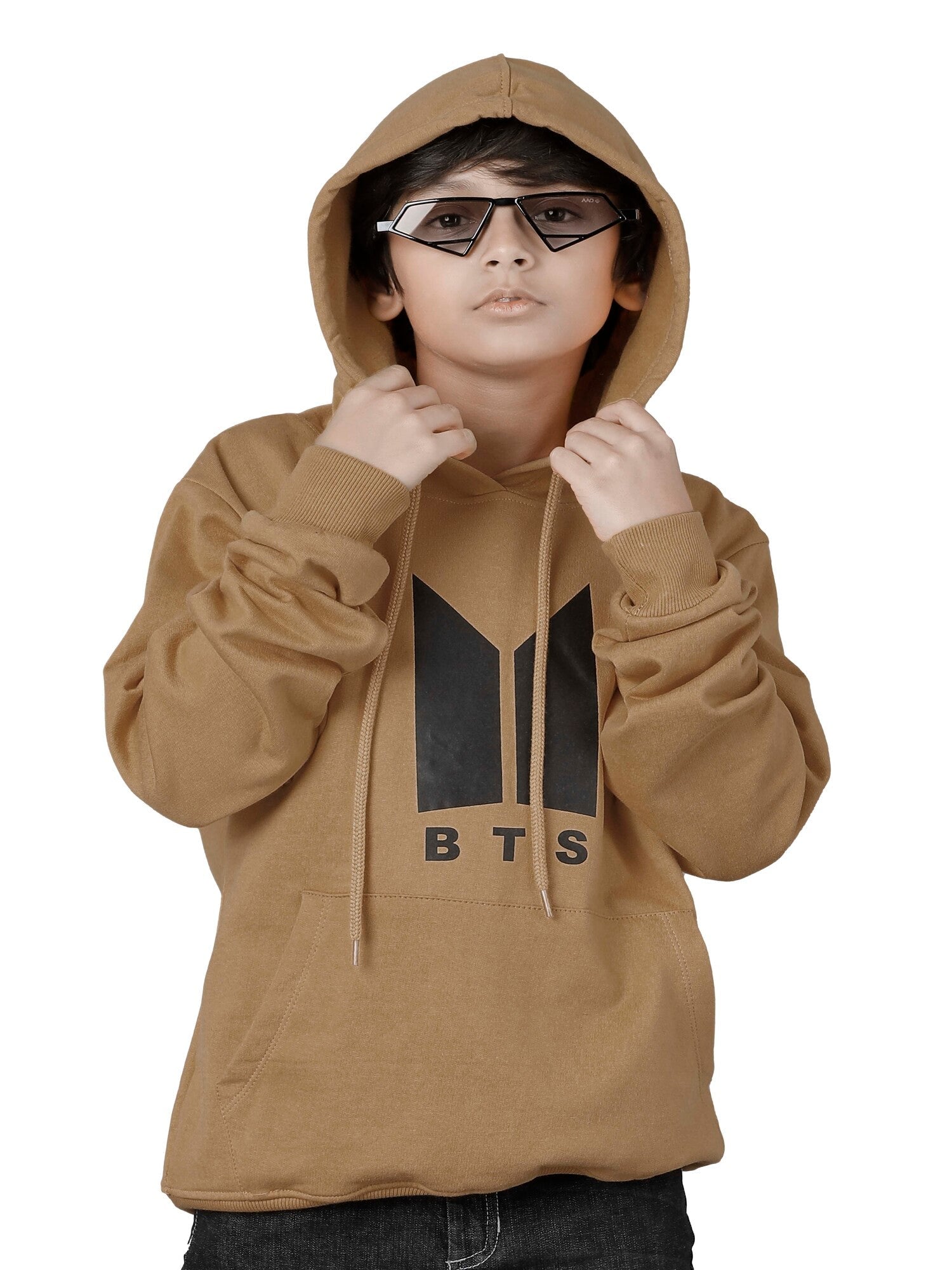 Boys Cotton Hooded Neck Coffee Hoodies