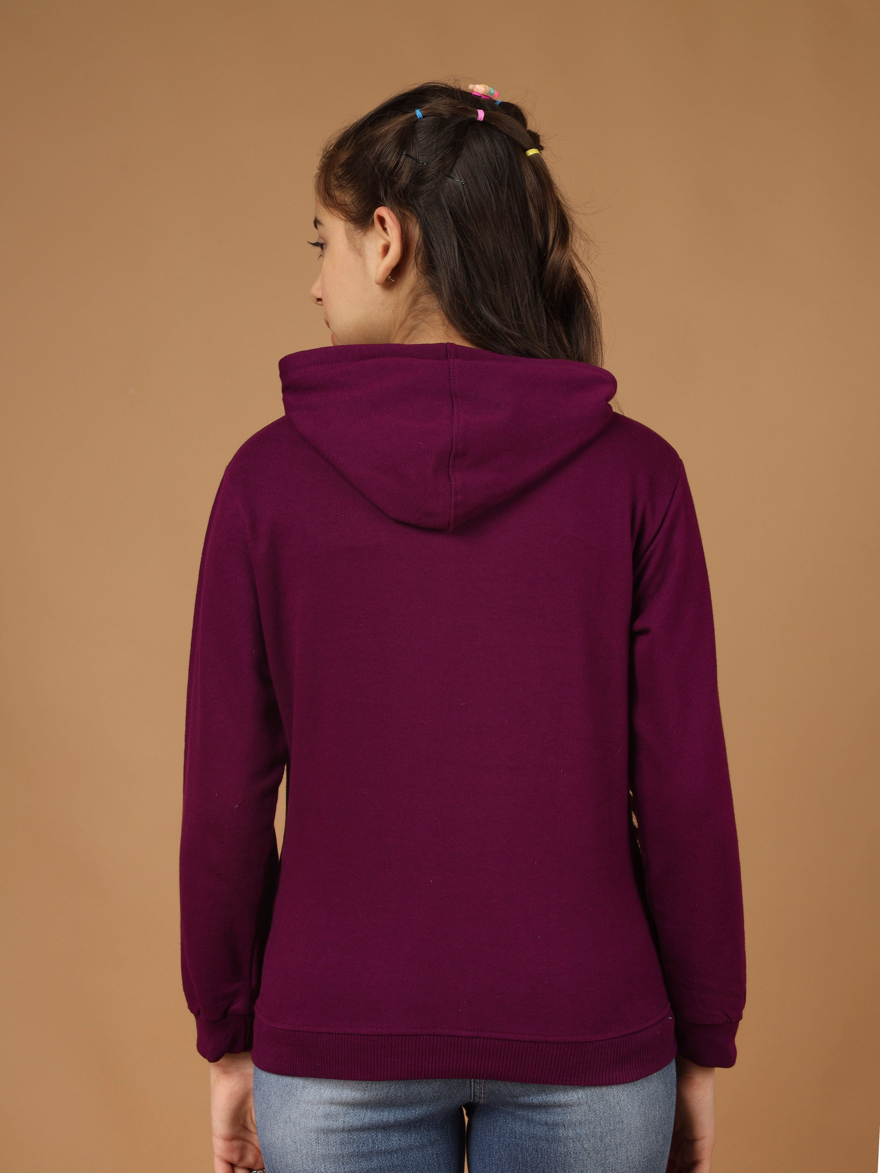 Girls Cotton Hooded Neck Hoodies - Black