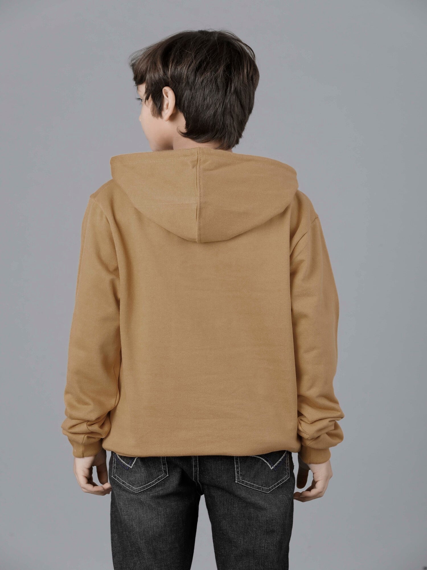 Boys Cotton Hooded Neck Coffee Hoodies