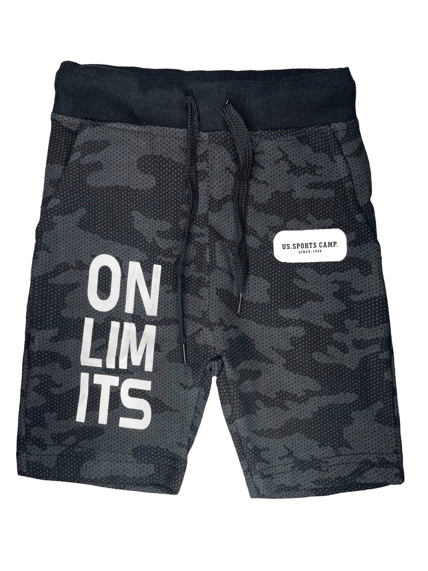 Boys Onlimits Cotton Printed Dark Grey Camouflage Shorts