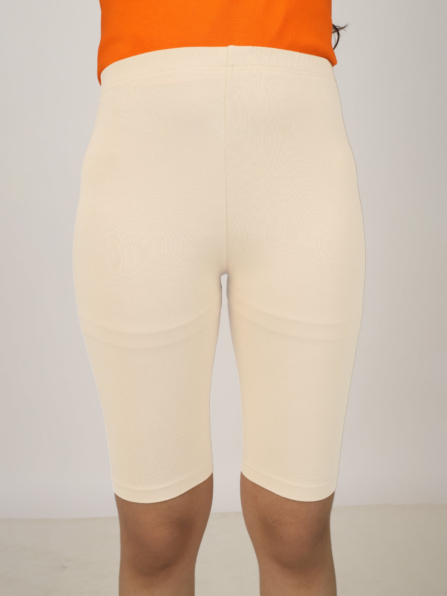 Girl's-Stretchable Cream Cycling Shorts