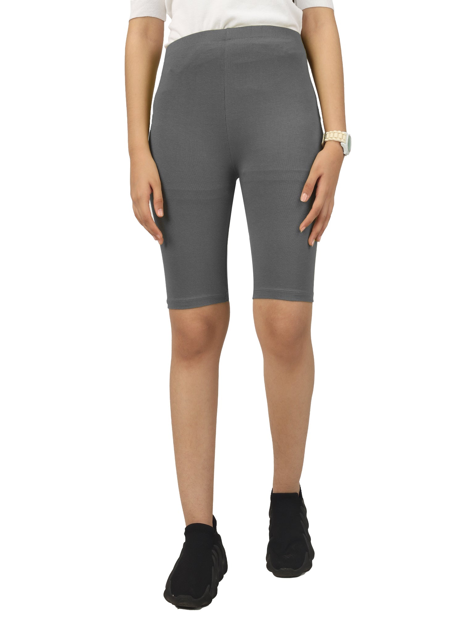 Girl's-Stretchable Dark Grey Cycling Shorts