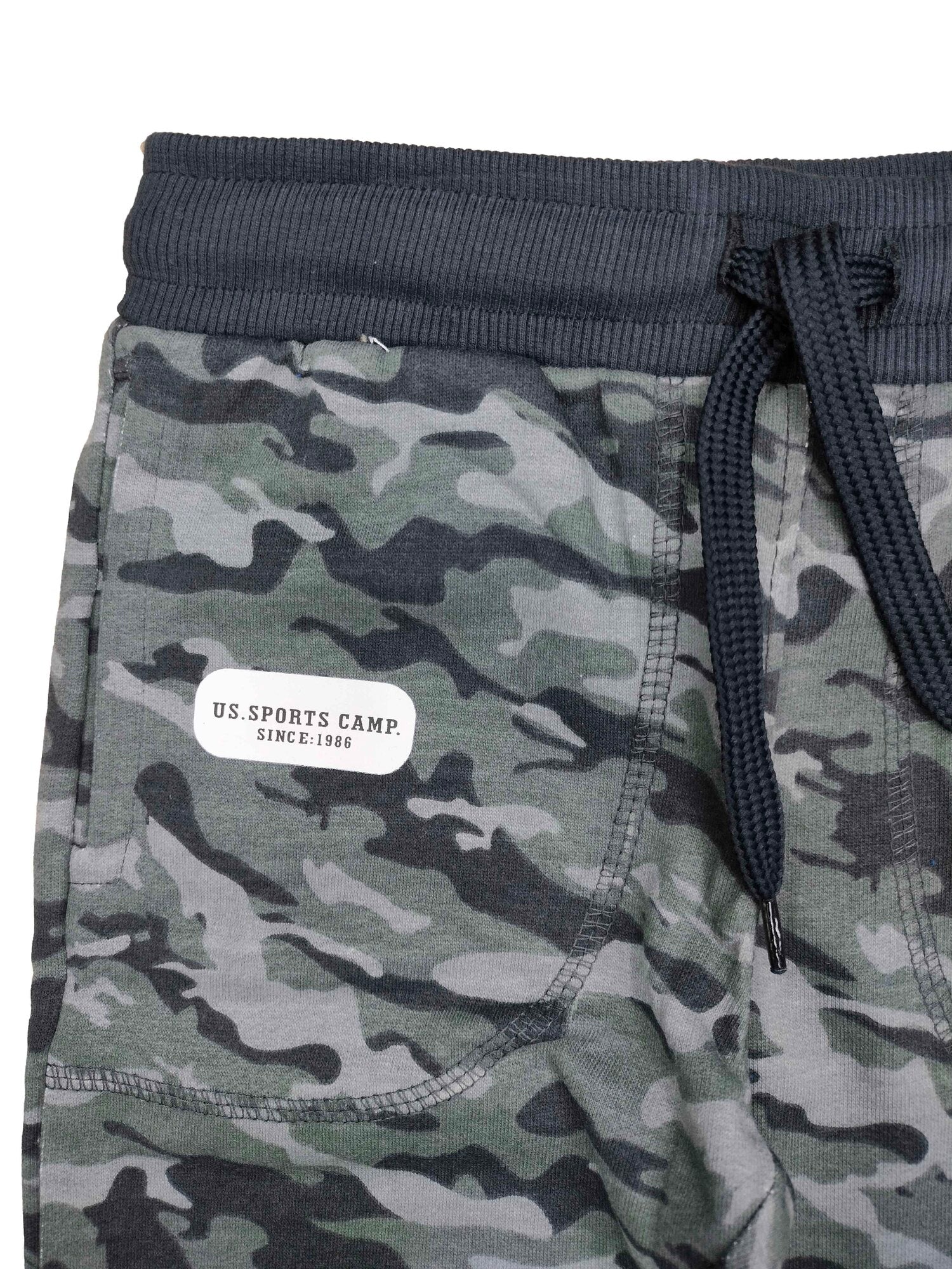 Girls Cotton Printed Camouflage Track Pants - Black