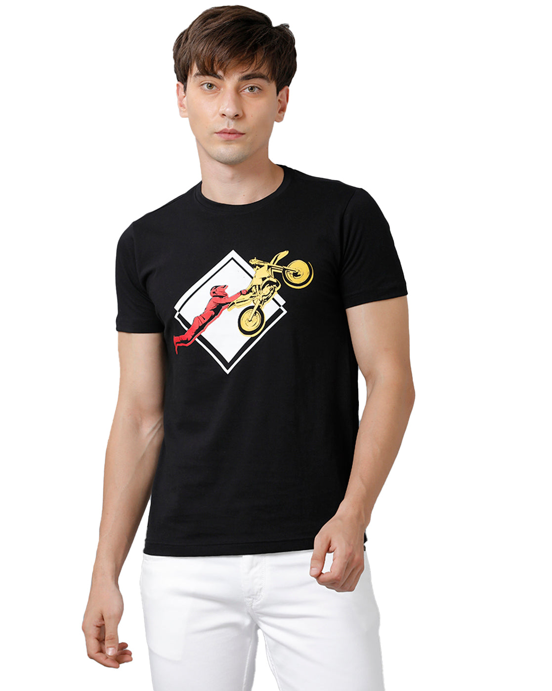 Mens Printed Multicolor Black2 T-Shirt