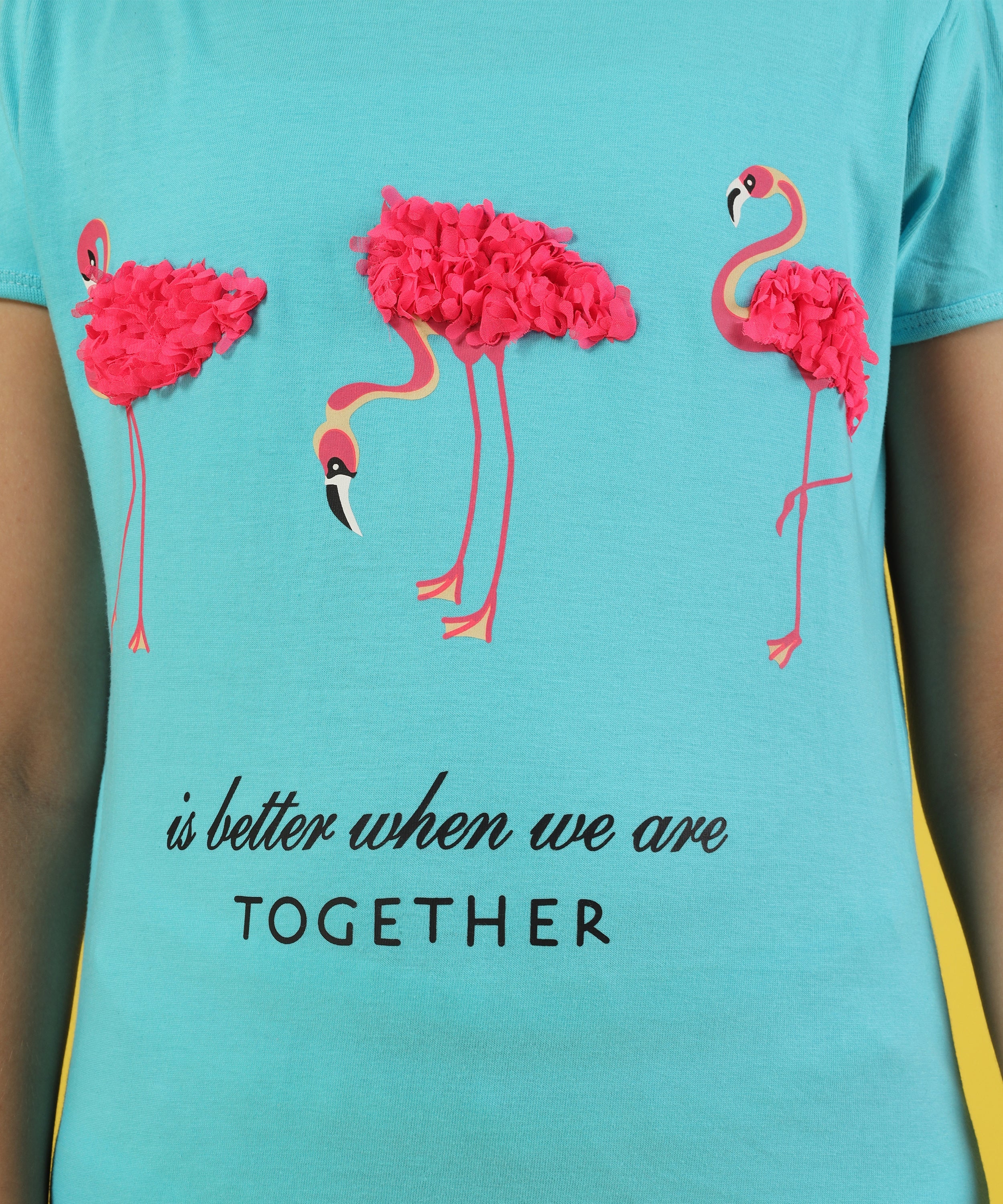 Girls Cotton Half Sleeve Printed Tops- SkyBlue