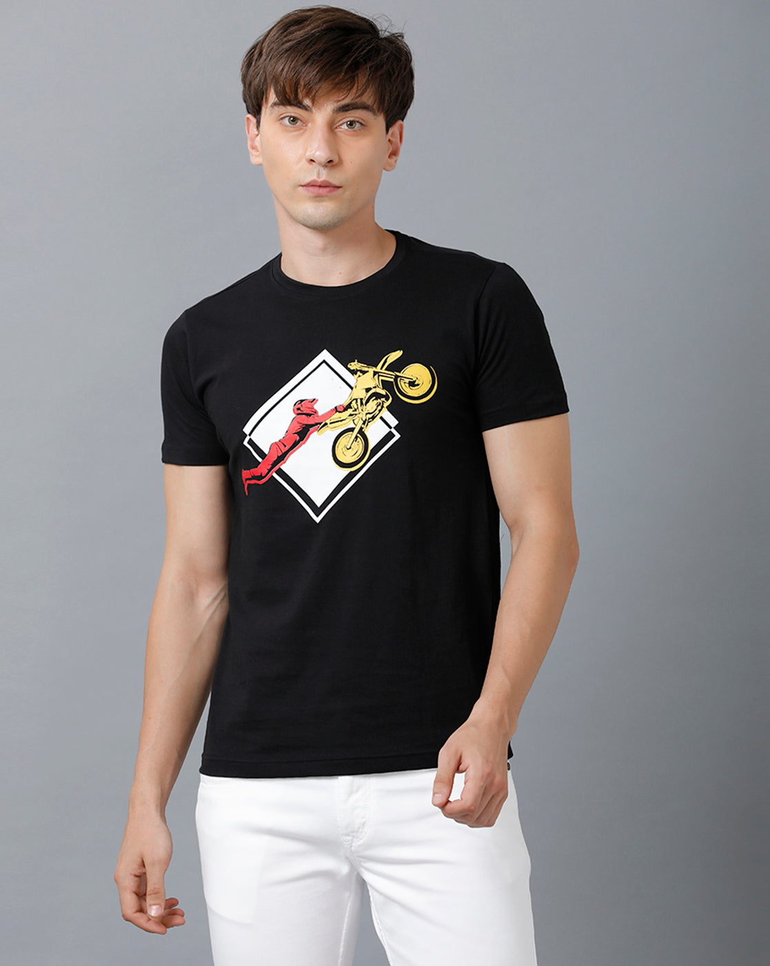 Mens Printed Multicolor Black2 T-Shirt