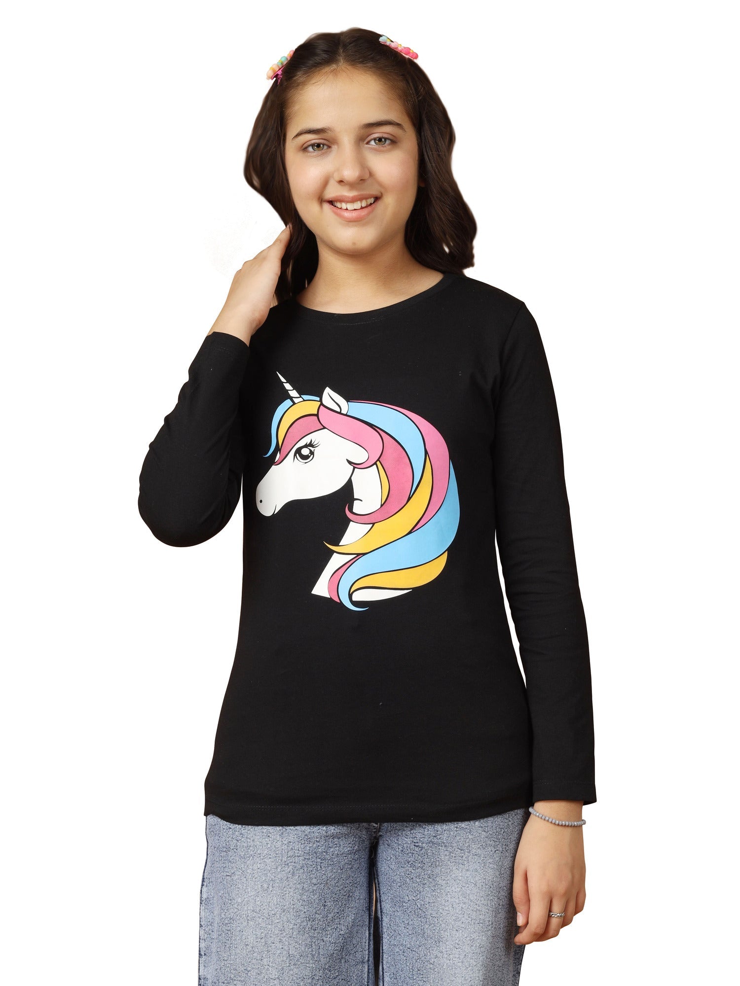 Girls Bio Washed Full Sleeve T-Shirt (Pack of 3)