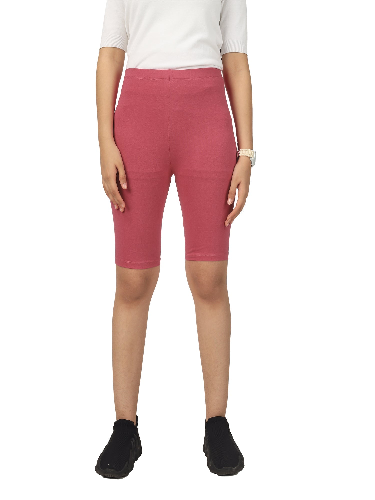 Girl's-Stretchable Rough Pink Cycling Shorts