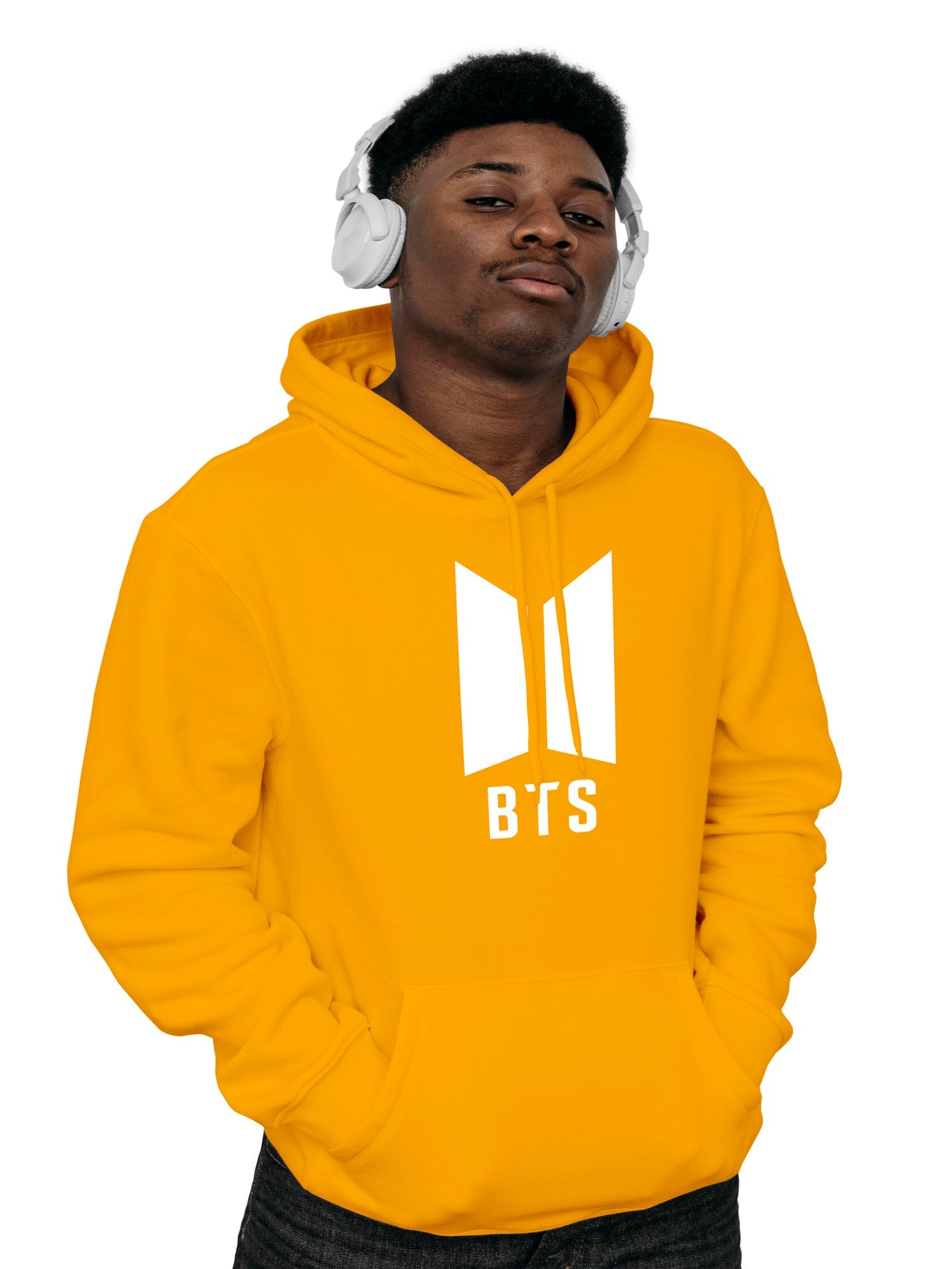 Mens Cotton Yellow Hoodies