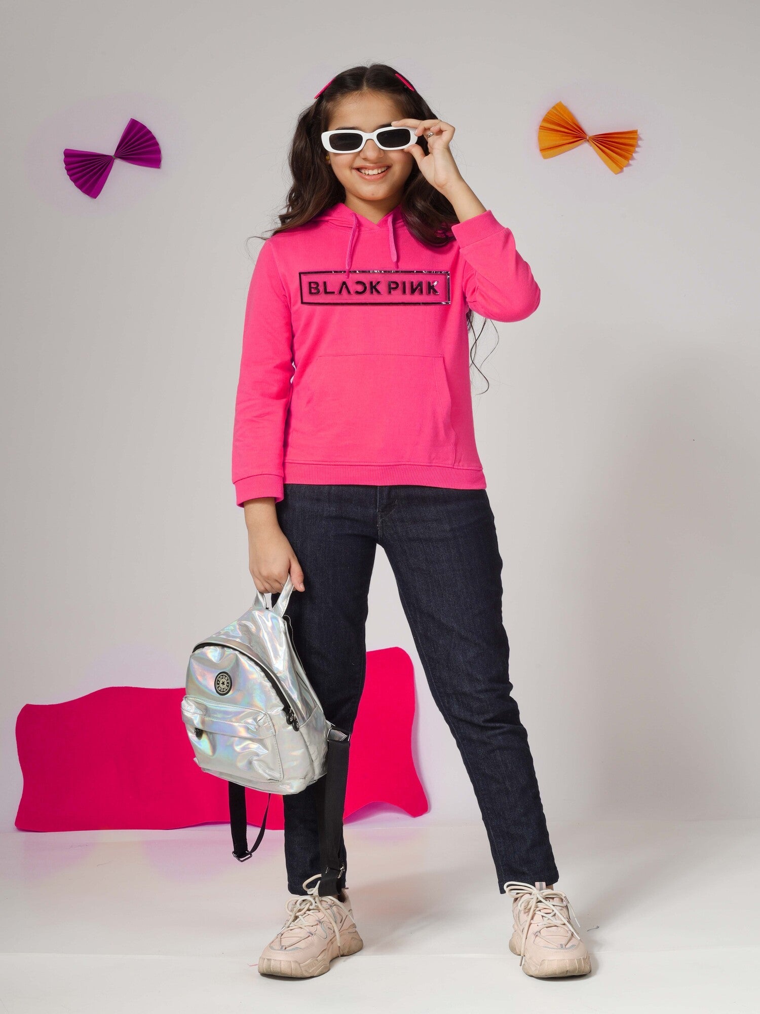 Girls Cotton Hooded Neck Hoodies - Pink