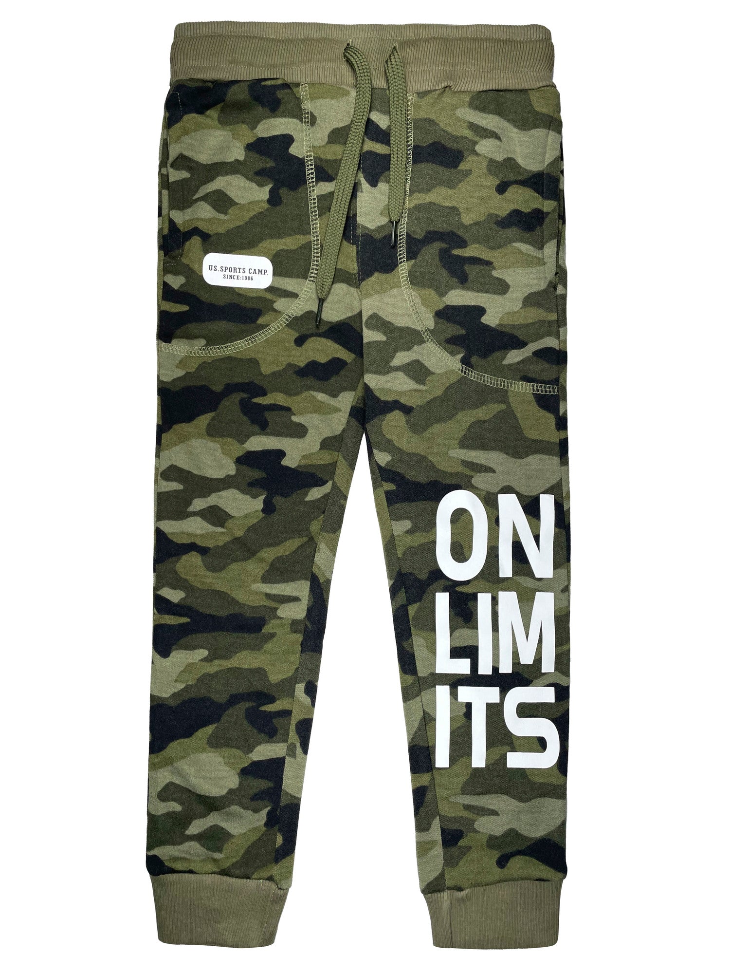 Girls Cotton Printed Camouflage Track Pants - Black