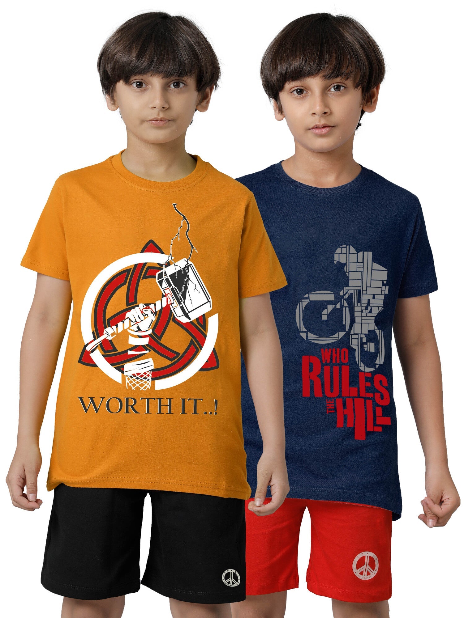 Boys Clothing Set T-shirt & Shorts - Navy & Mustard (Pack of 2)