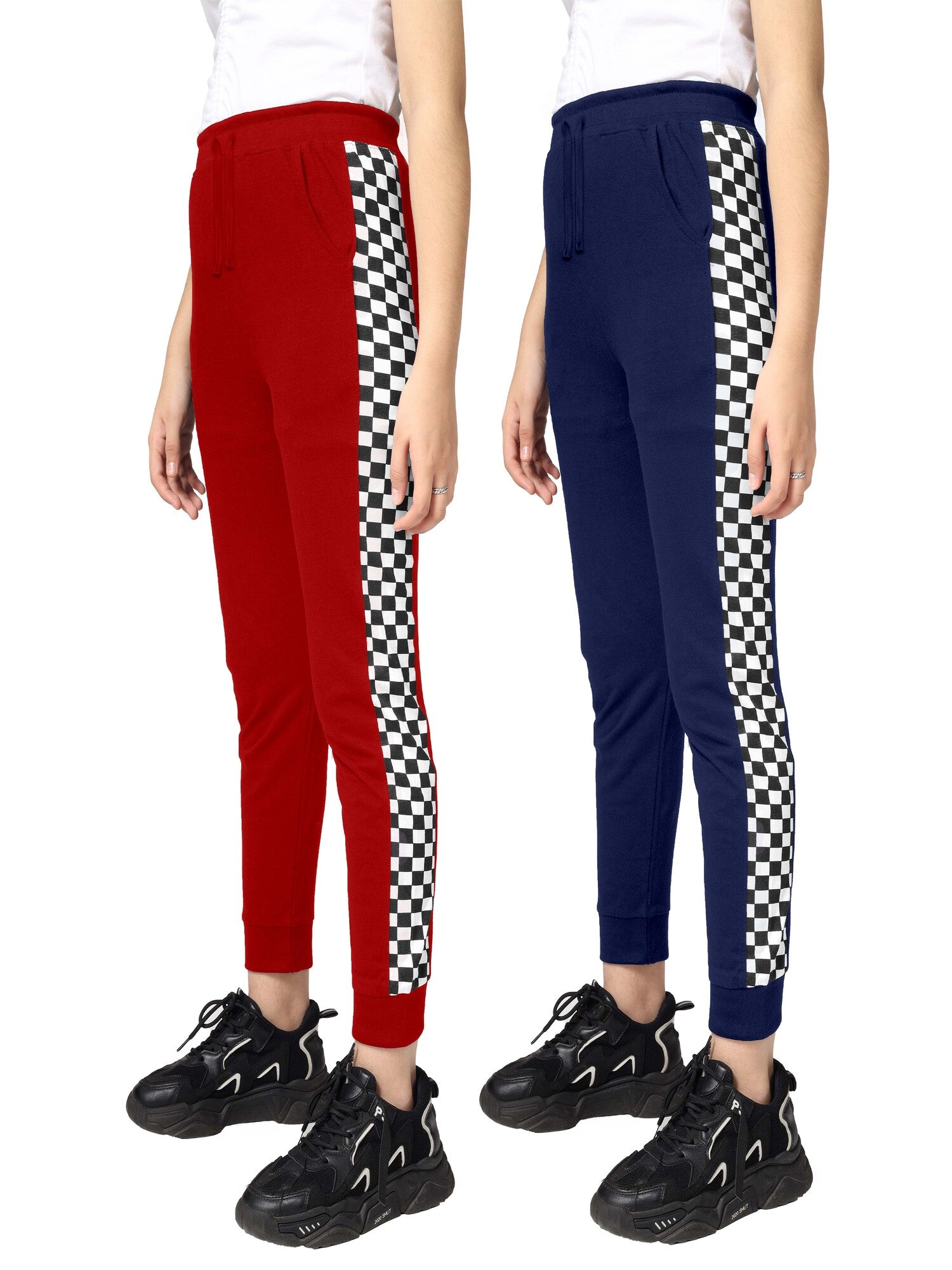 Girls Cotton Printed Track Pants with Pocket- ? (Pack of 2)