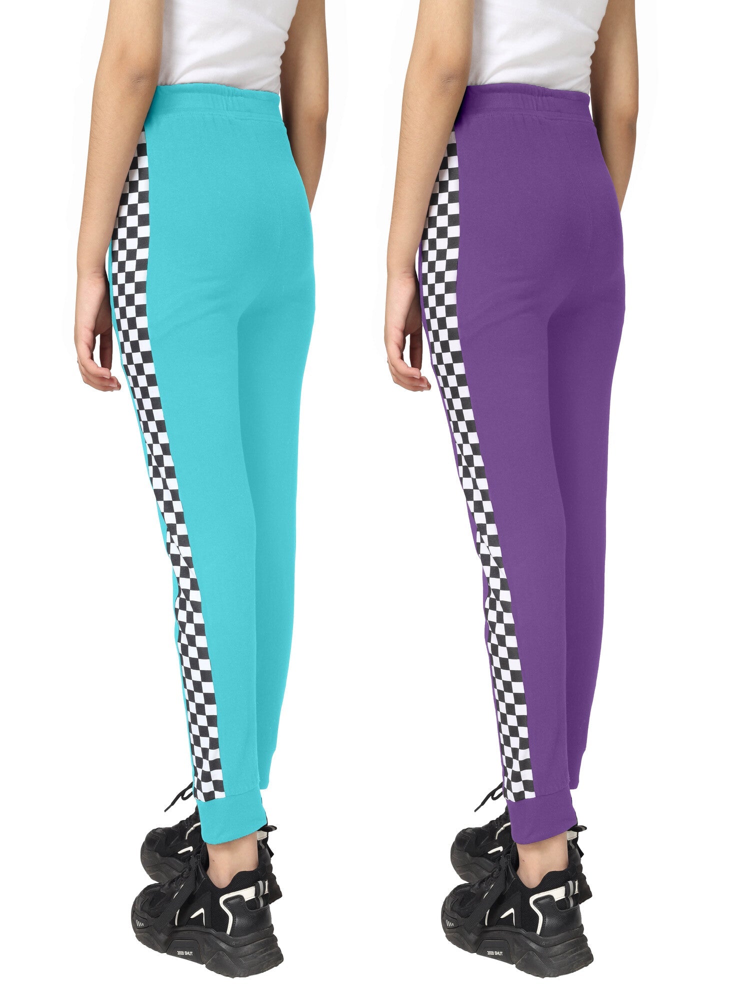 Girls Cotton Printed Track Pants with Pocket- ? (Pack of 2)