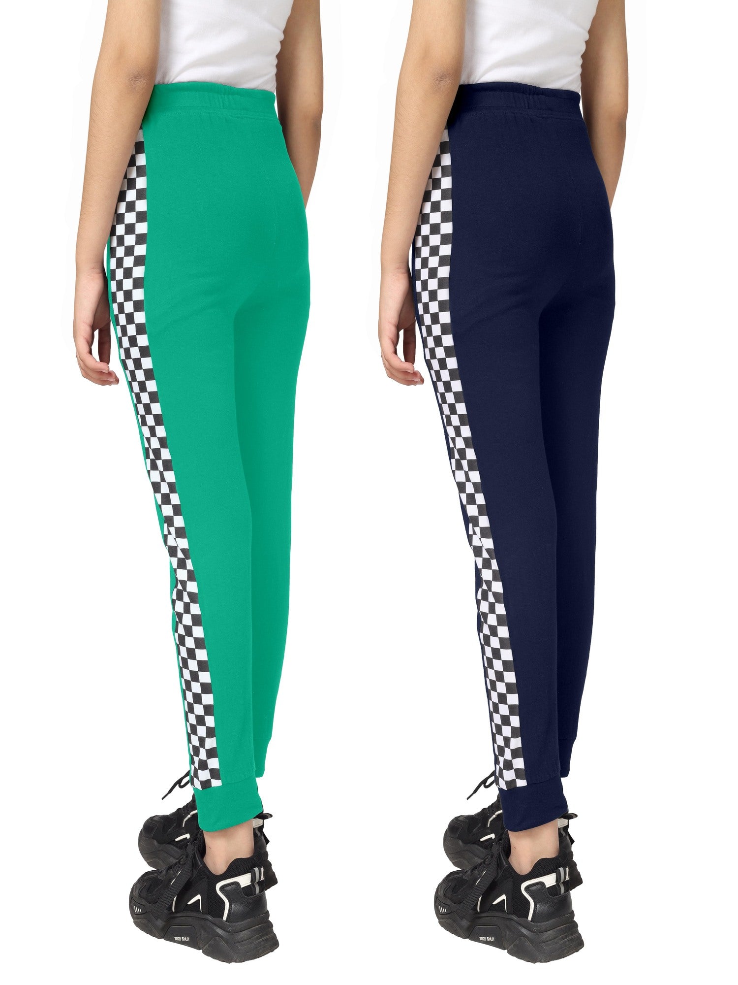 Girls Cotton Printed Track Pants with Pocket- ? (Pack of 2)