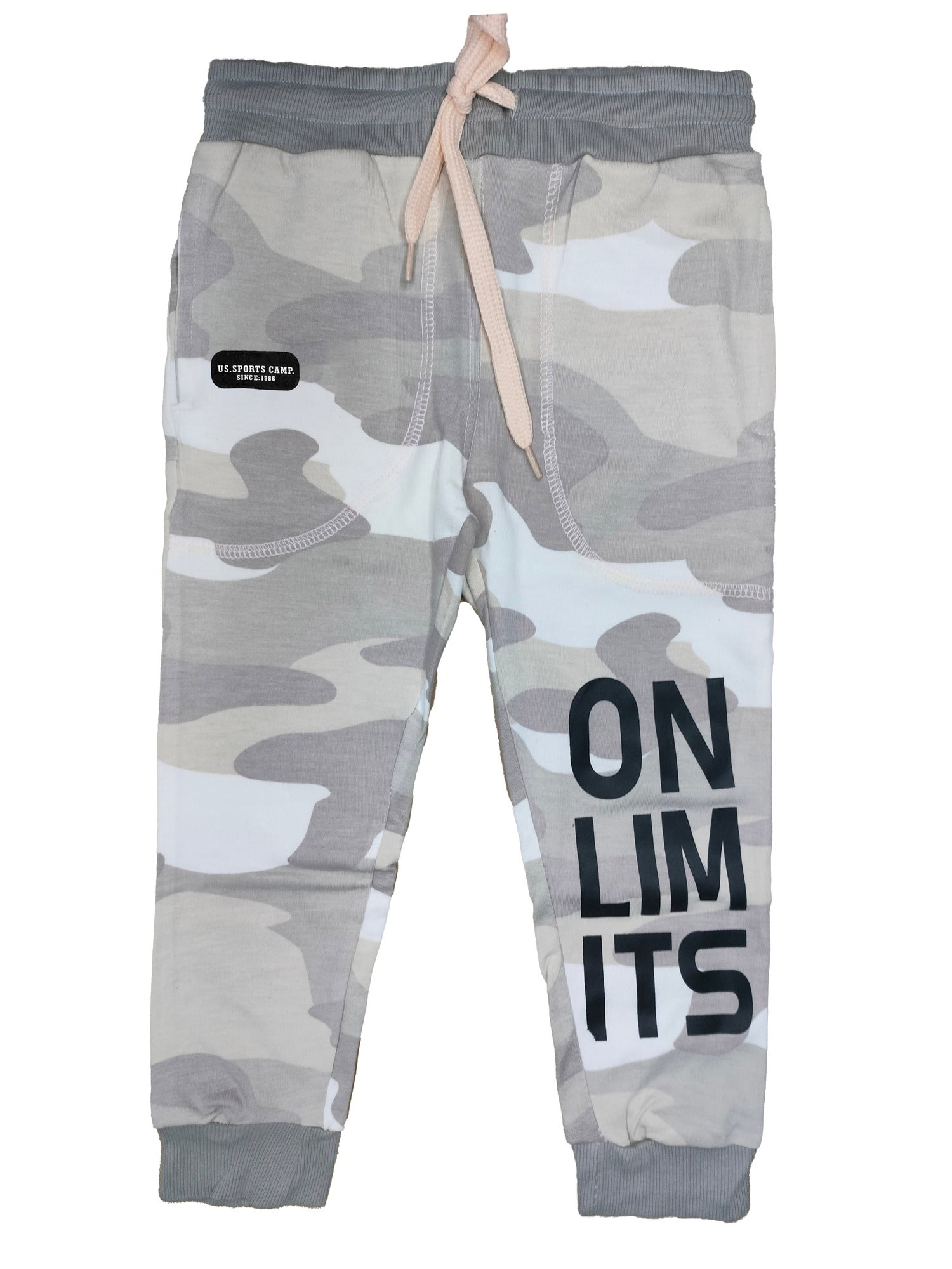 Girls Cotton Printed Camouflage Track Pants - Black