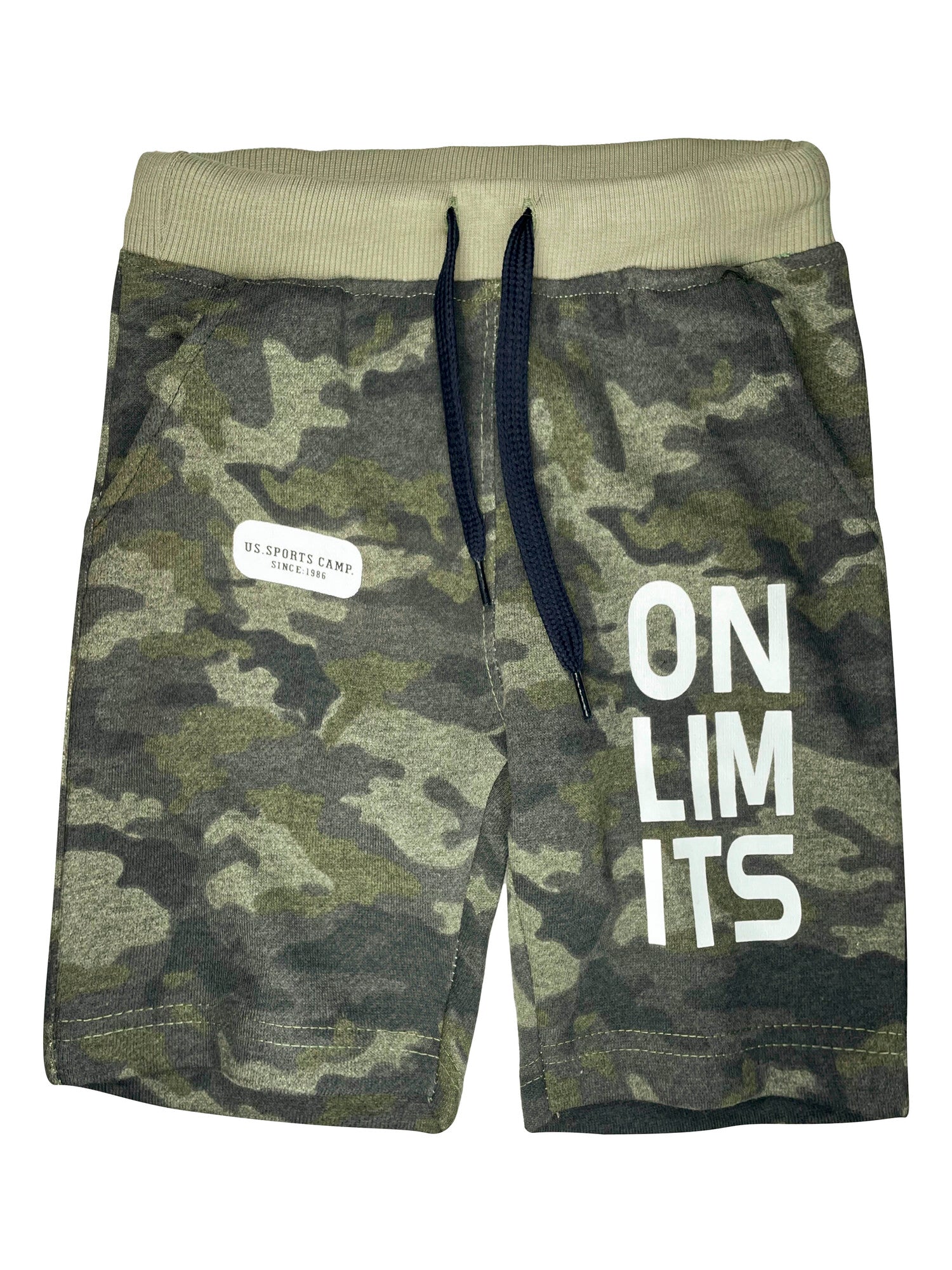 Boys Onlimits Cotton Printed Green Camouflage Shorts