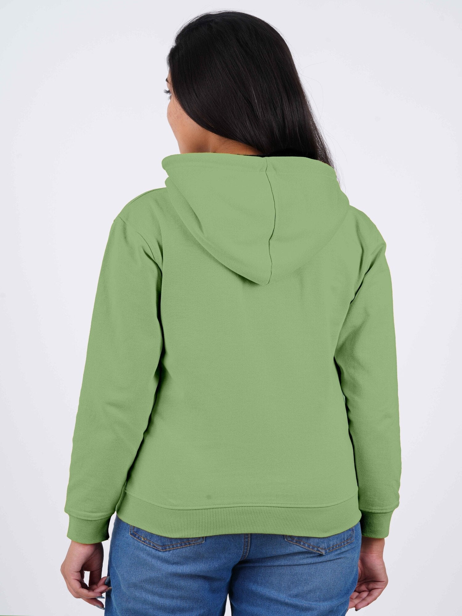 Women's Hoodie with Furr : OliveGreen
