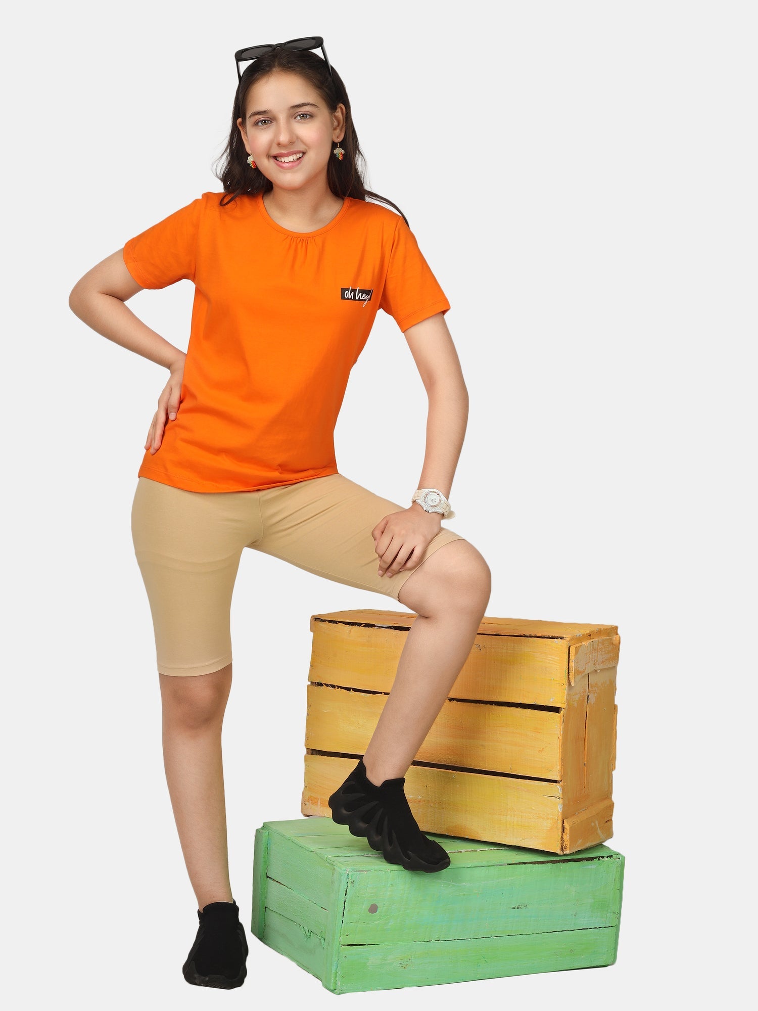 Girl's-Stretchable Sandal Cycling Shorts