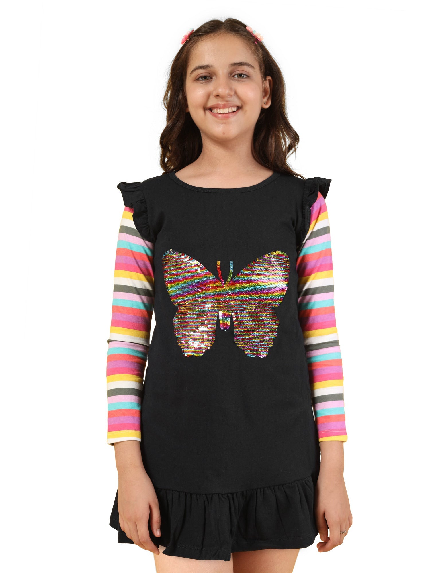 Long t-Shirt for Girls Full Sleeve Tops Black