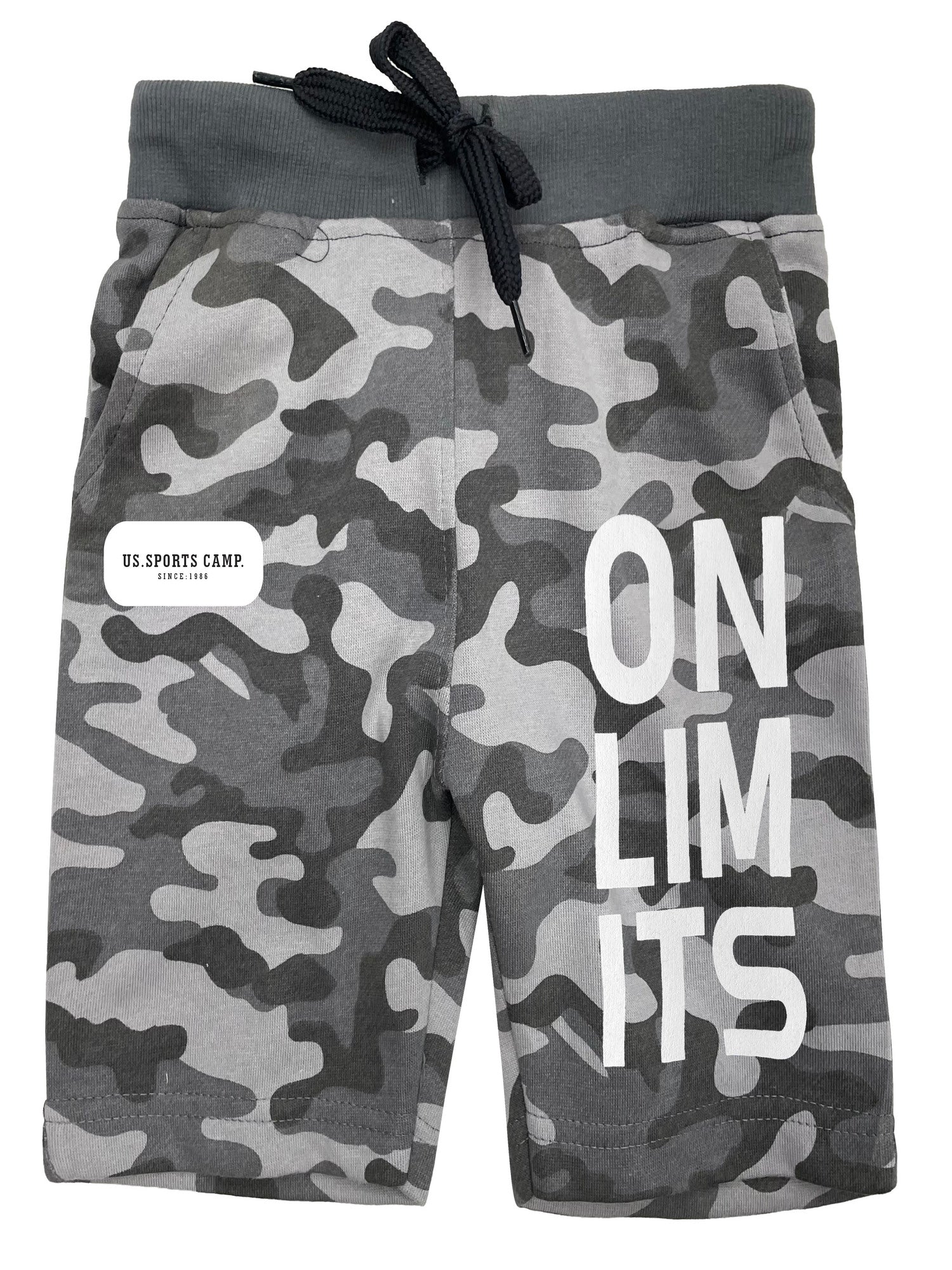 Boys Onlimits Cotton Printed Light Grey Camouflage Shorts