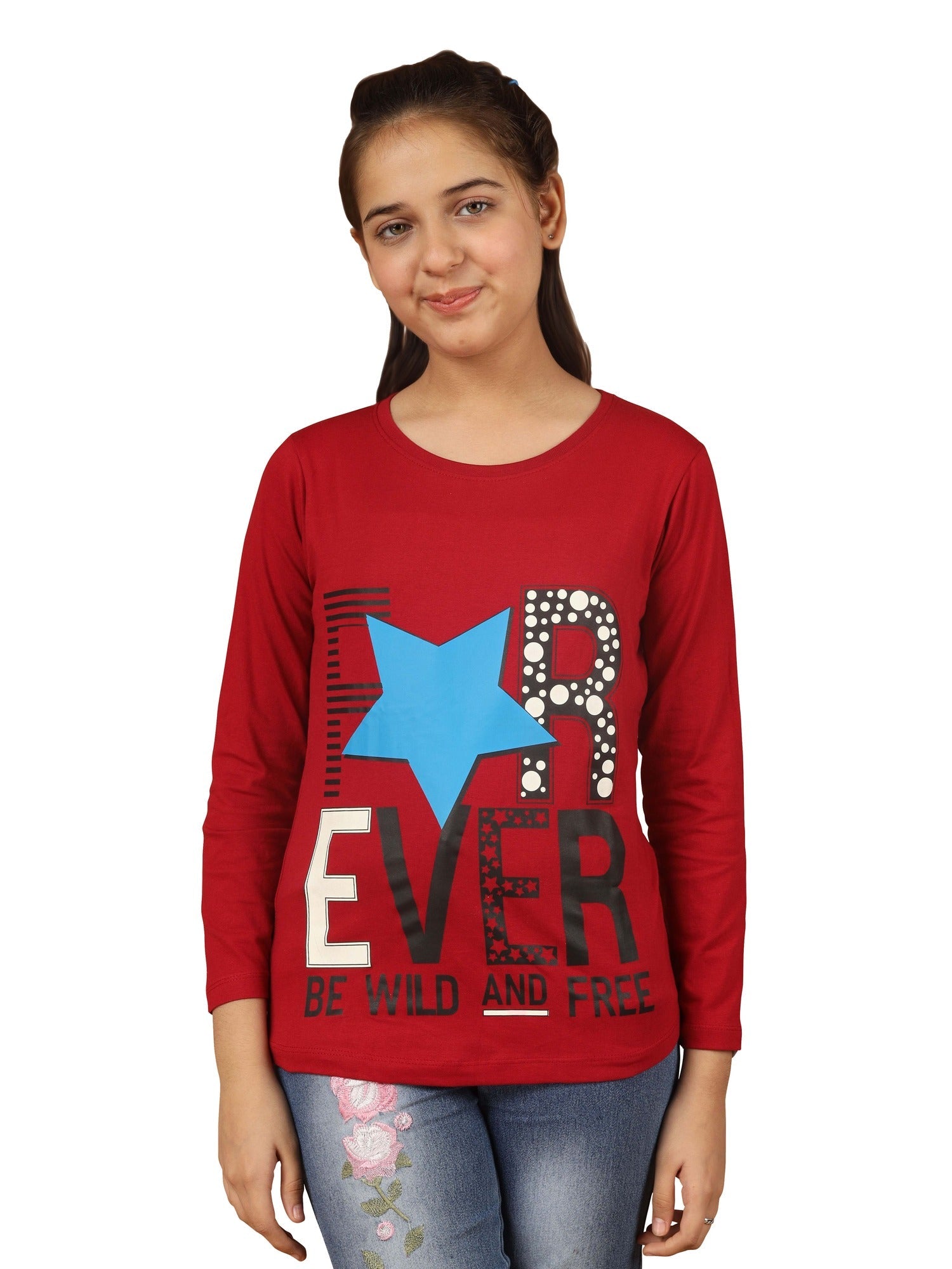 Girls Cotton Printed Full Sleeve T-Shirt - ? (Pack of 3)